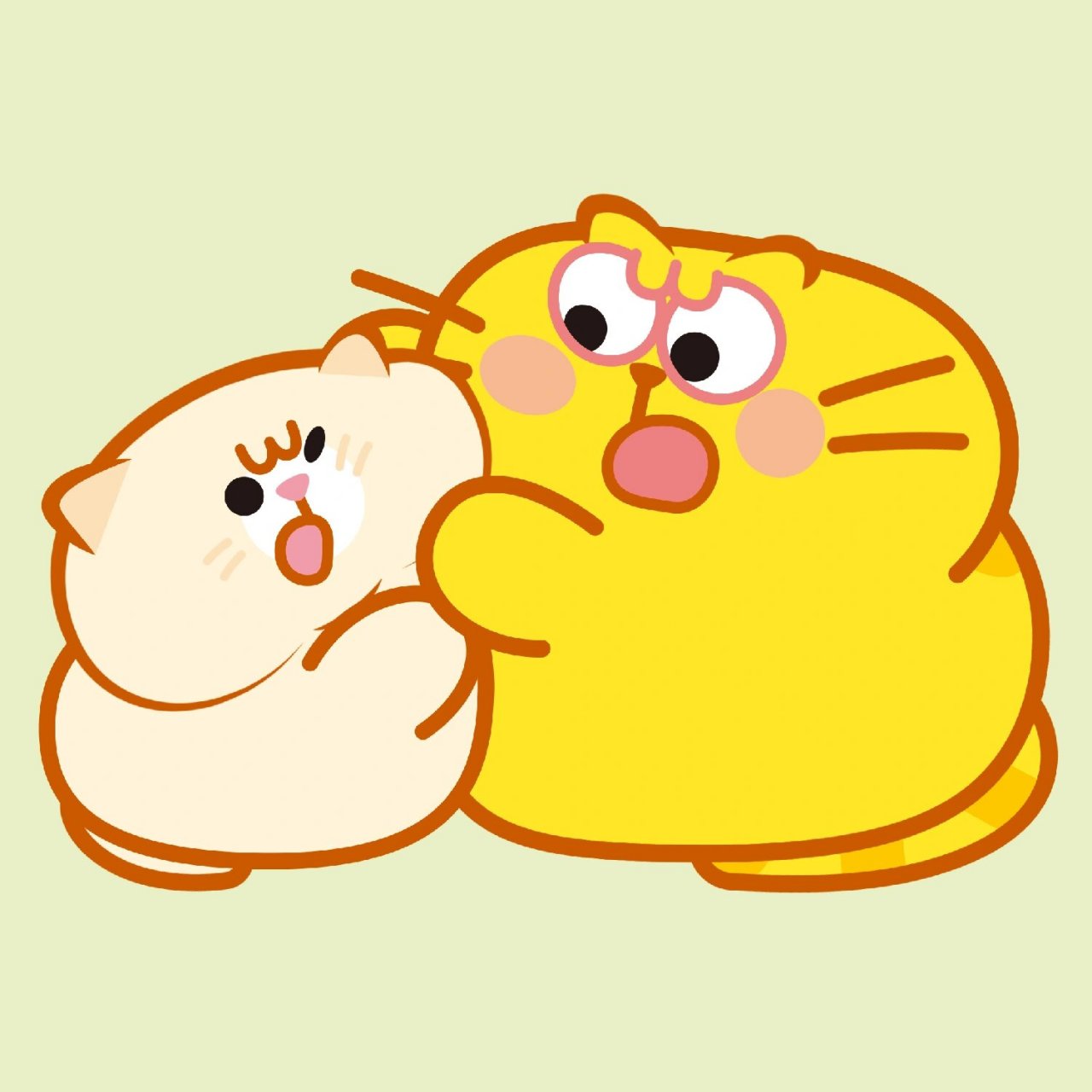 情侣头像捏捏jio揉肚子 打打闹闹两小胖猫