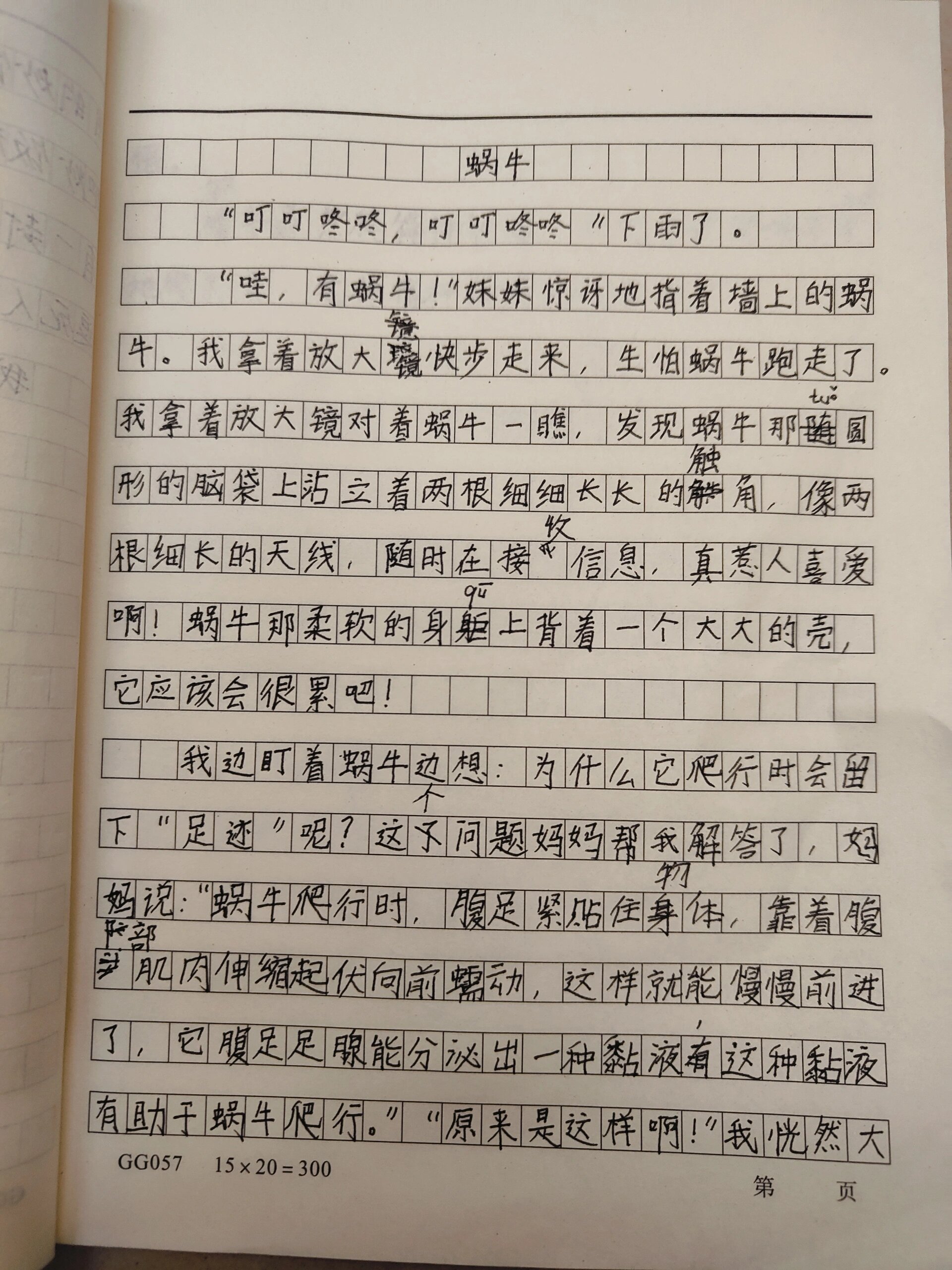 三年级寒假作业第二篇作文《蜗牛