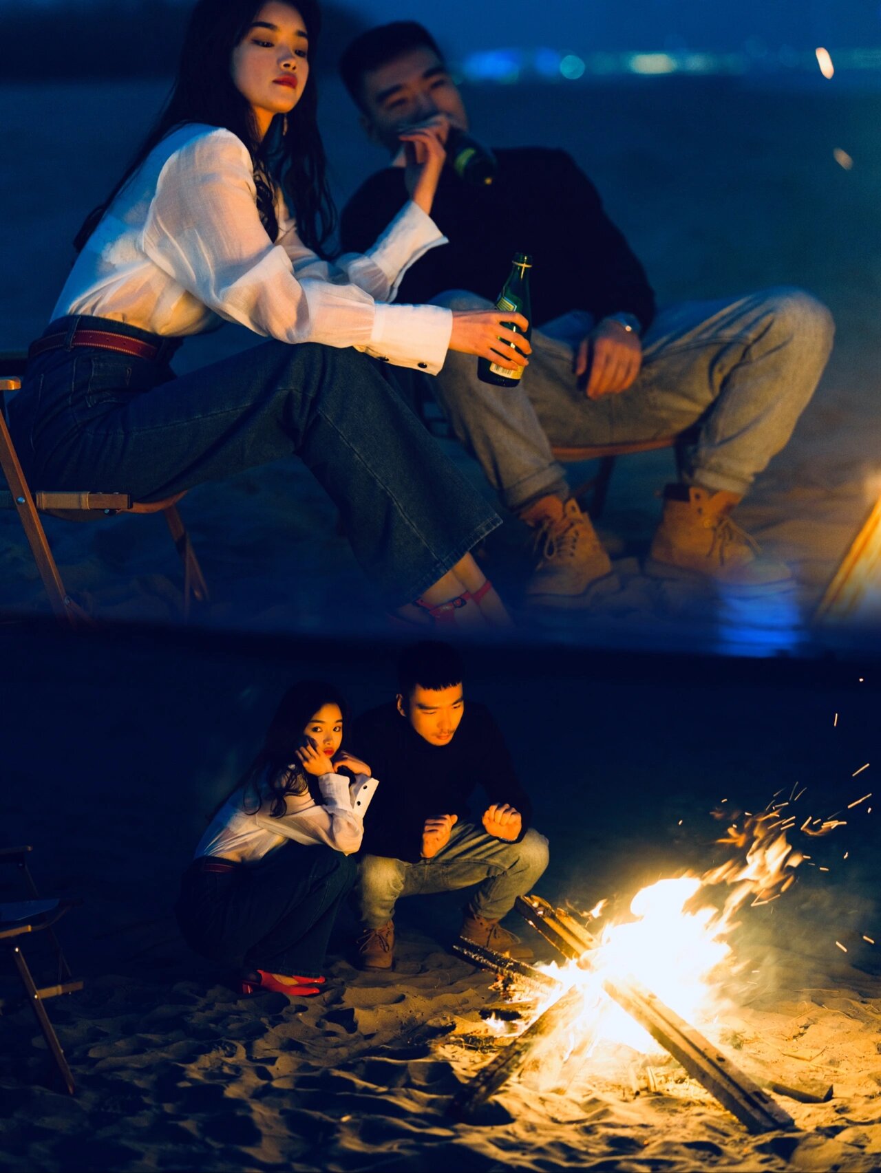 12张沙滩篝火情侣照,氛围情绪拉满!