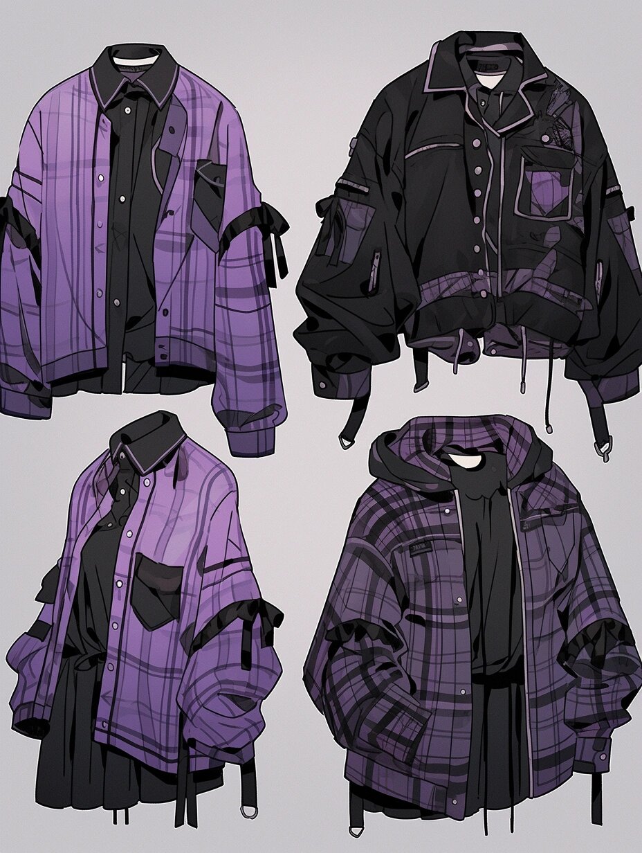 服设# #哥特# #服装效果图# #绘画# #素材# #潮酷穿搭# #夹克# #醋鼢