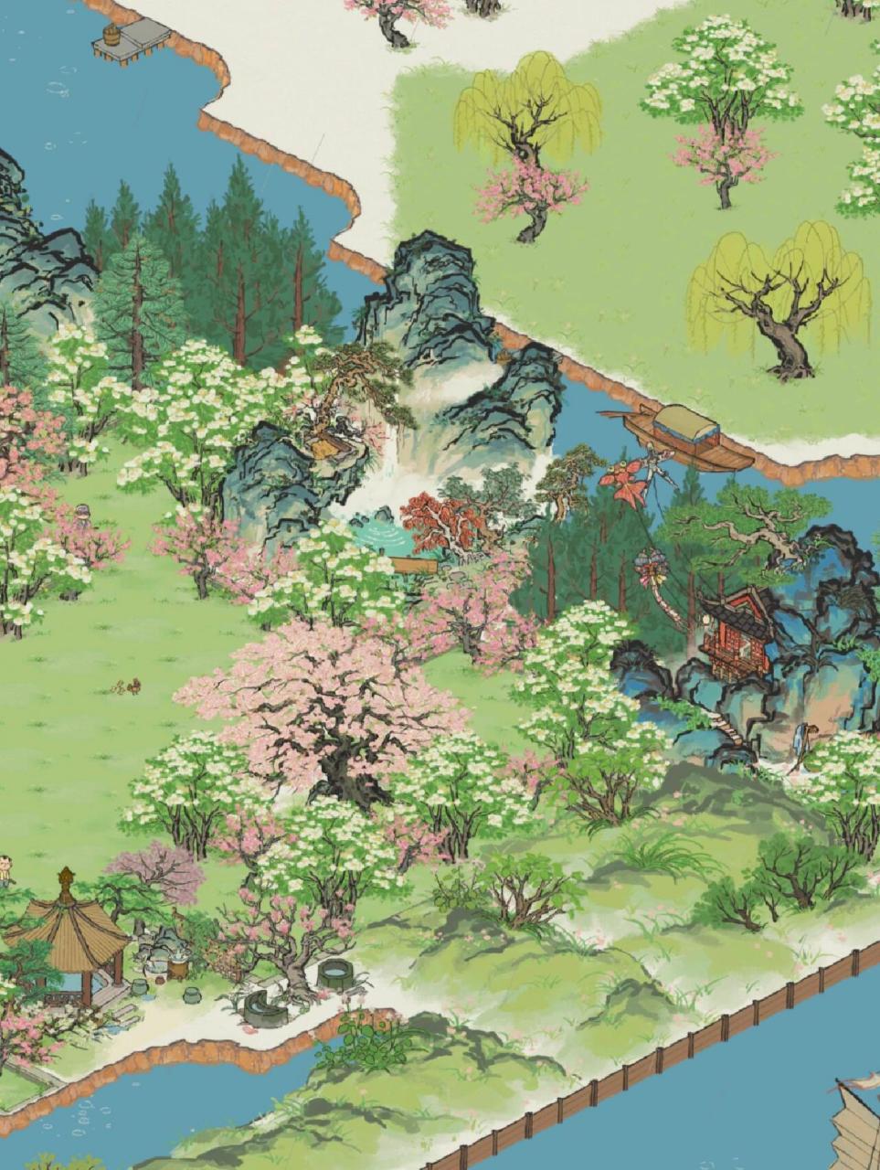 梦里桃花一远山 布局创意自 江南百景图‖扬州府‖桃花坞‖有仙名山