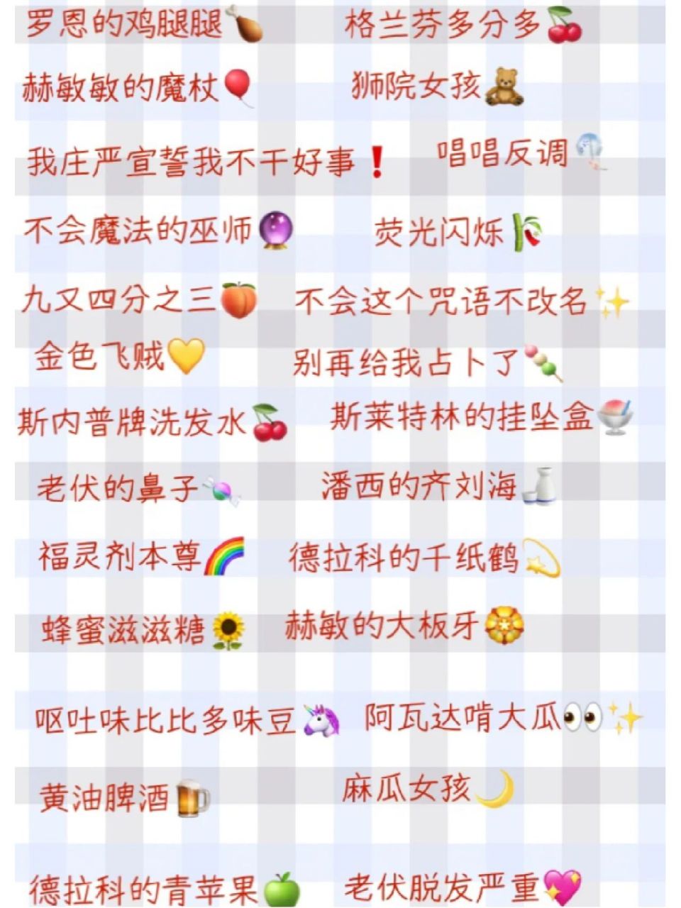 给大家出一期关于哈利波特的所网名. 不喜勿喷