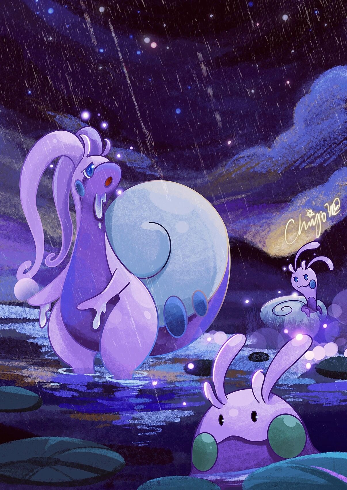 宝可梦图鉴|自绘|黏黏宝·黏美儿·黏美龙 是洗翠的样子～小帝亚卢卡