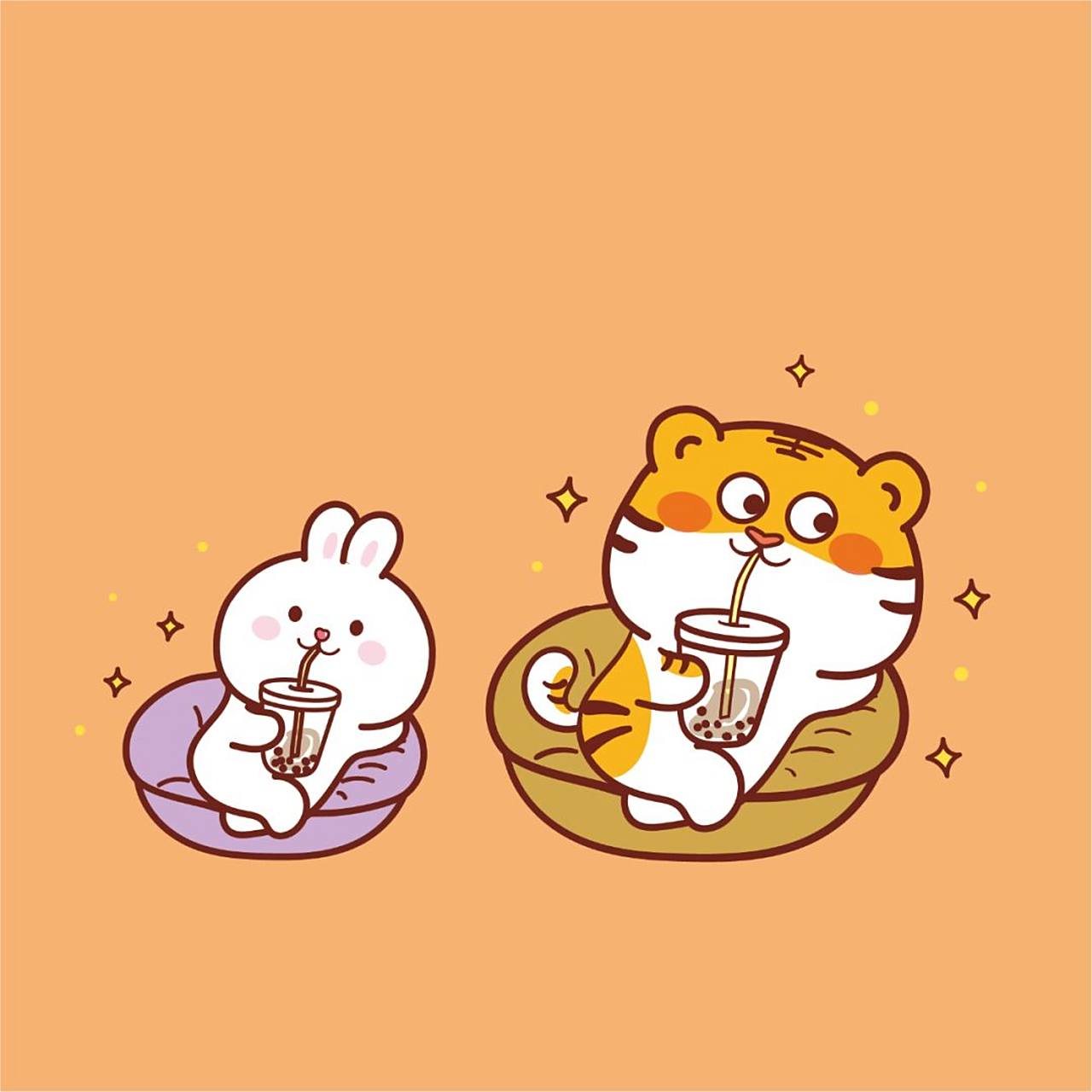 原创│虎萌萌兔子ip卡通形象喝奶茶 原创│虎萌萌兔子ip卡通形象 表情