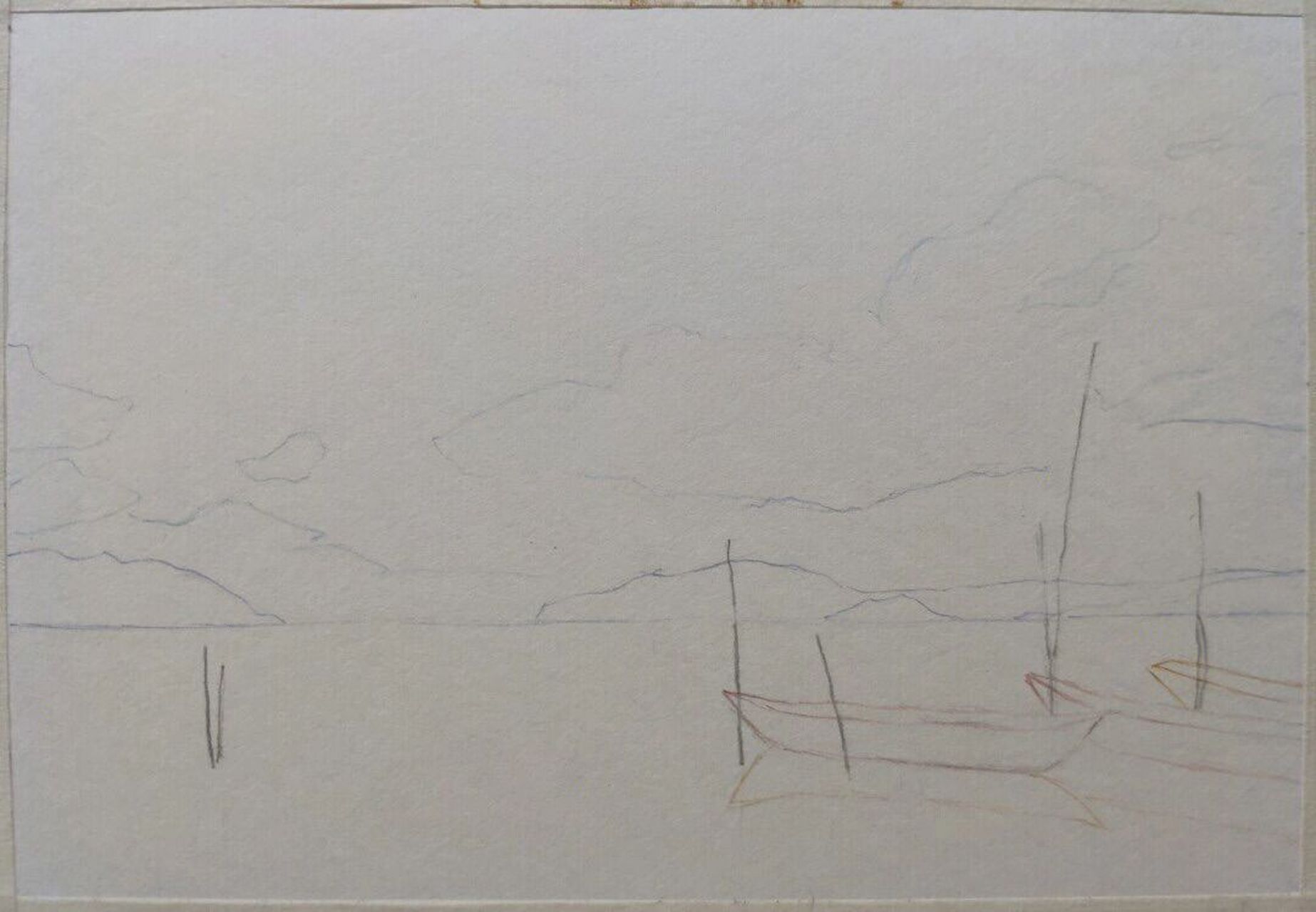 彩铅画——【水上红船】支持临摹 彩铅画——【水上红船】支持临摹