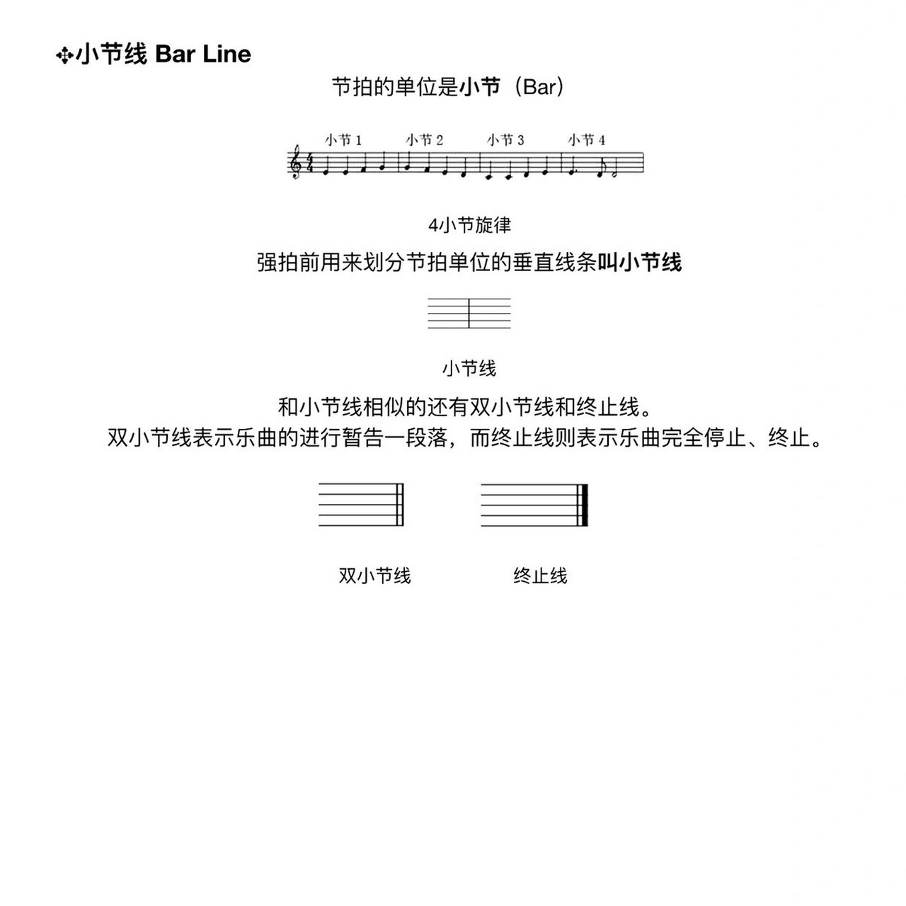 小节线 段落线和终止线 今天我们学习小节线 额外要分清楚段落线和