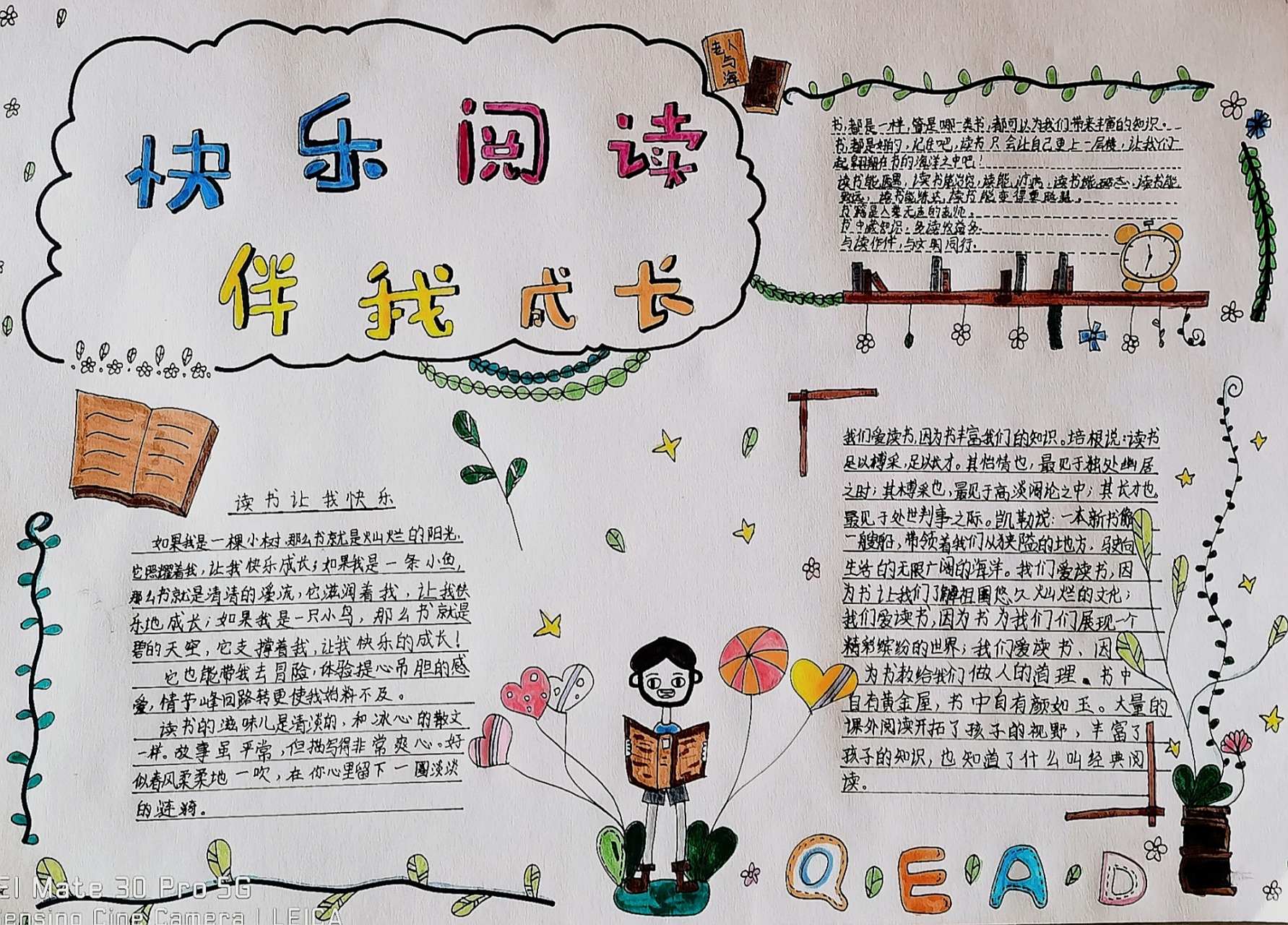 快乐阅读伴我成长手抄报.有手抄内容