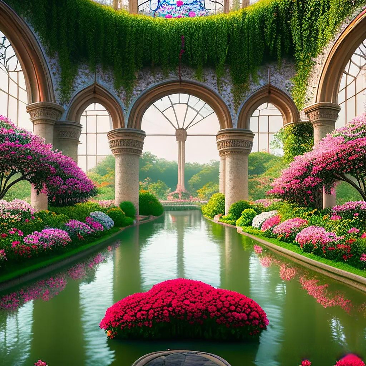 河边矗立着一座迷人的西欧风格城堡,仿佛来自童话故事般的美景.