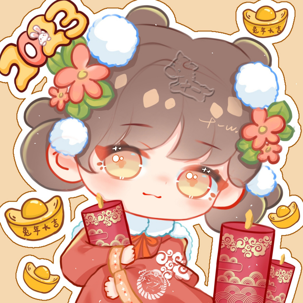 快过年啦~ 红彤彤的喜庆头像用起来~ 	 92商用二改 92搬运 临摹请