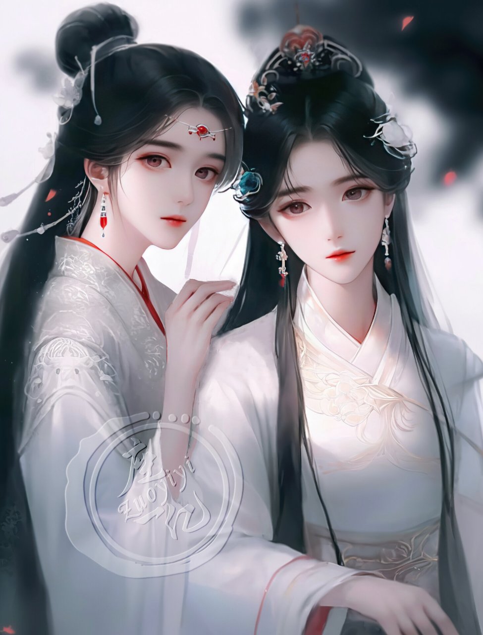 画"女生"比"男女"好看那么一点点[并不简单] 	 #情侣壁纸# #古风插画