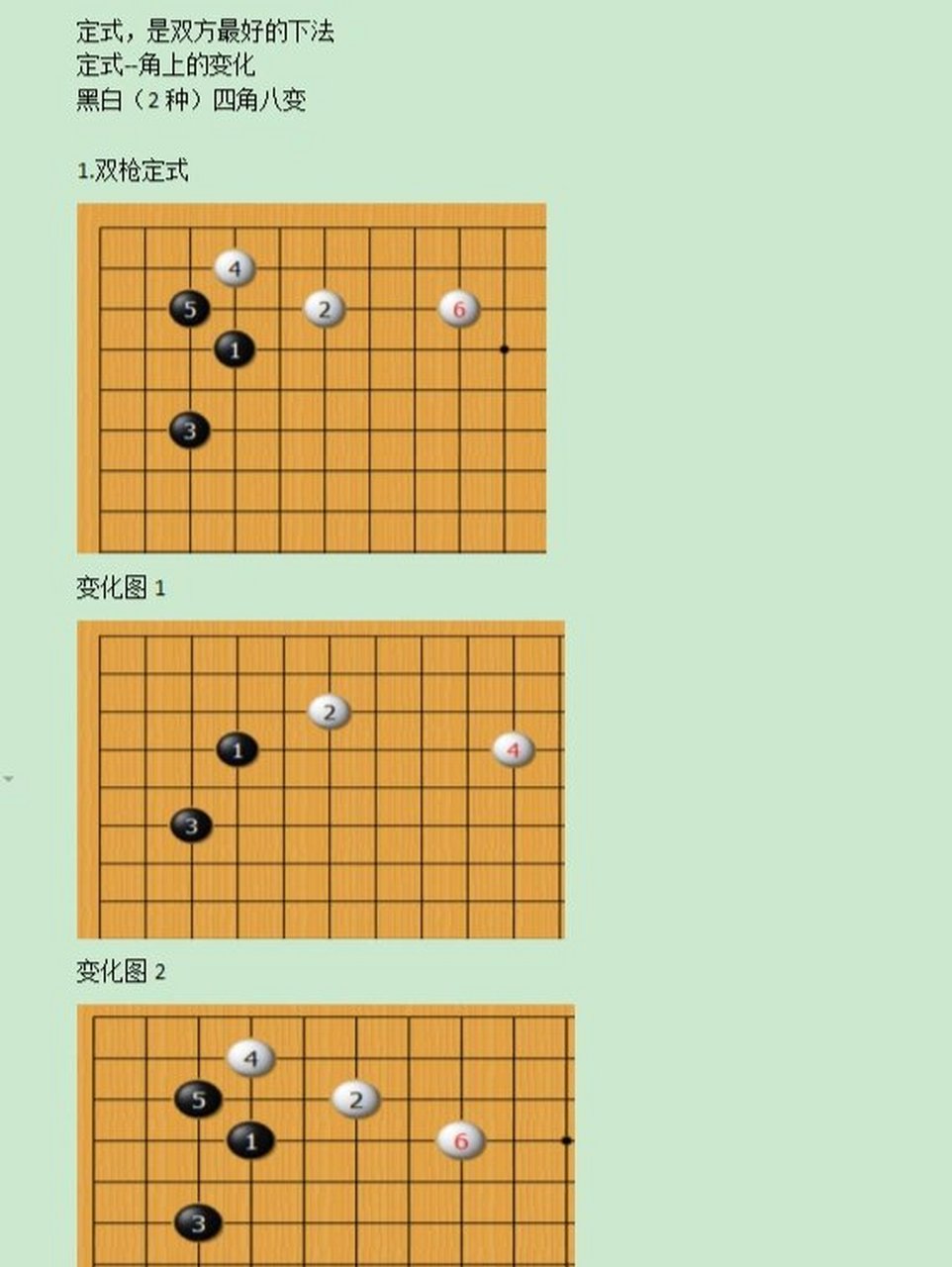 围棋定式1:双枪定式 不知道发些什么好,就发发一些自己制作的围棋文档