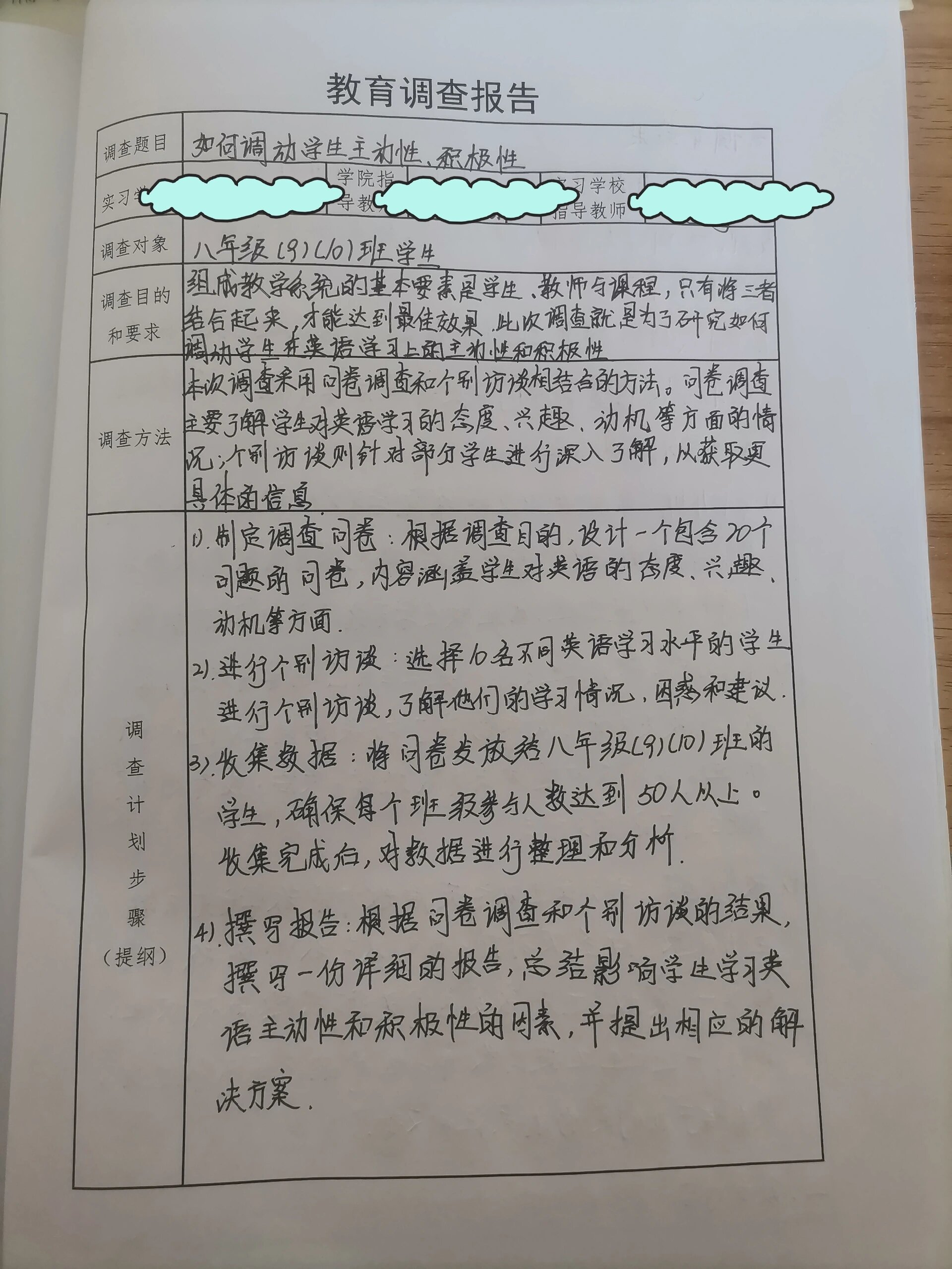 师范实习生教育调查报告