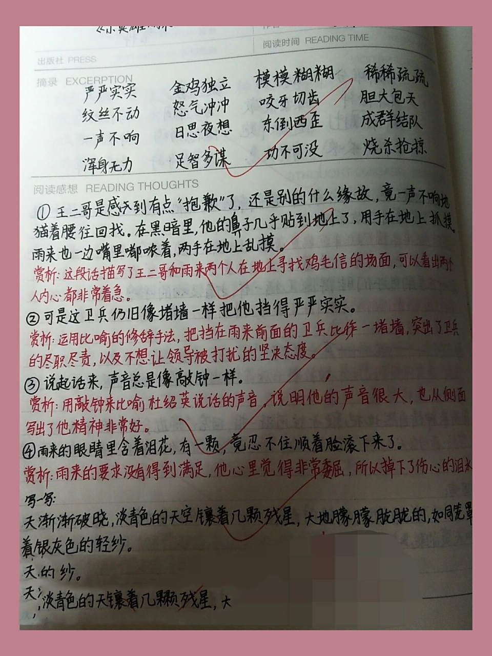读书笔记有赏析有摘抄 《小英雄雨来》摘抄加赏析三篇