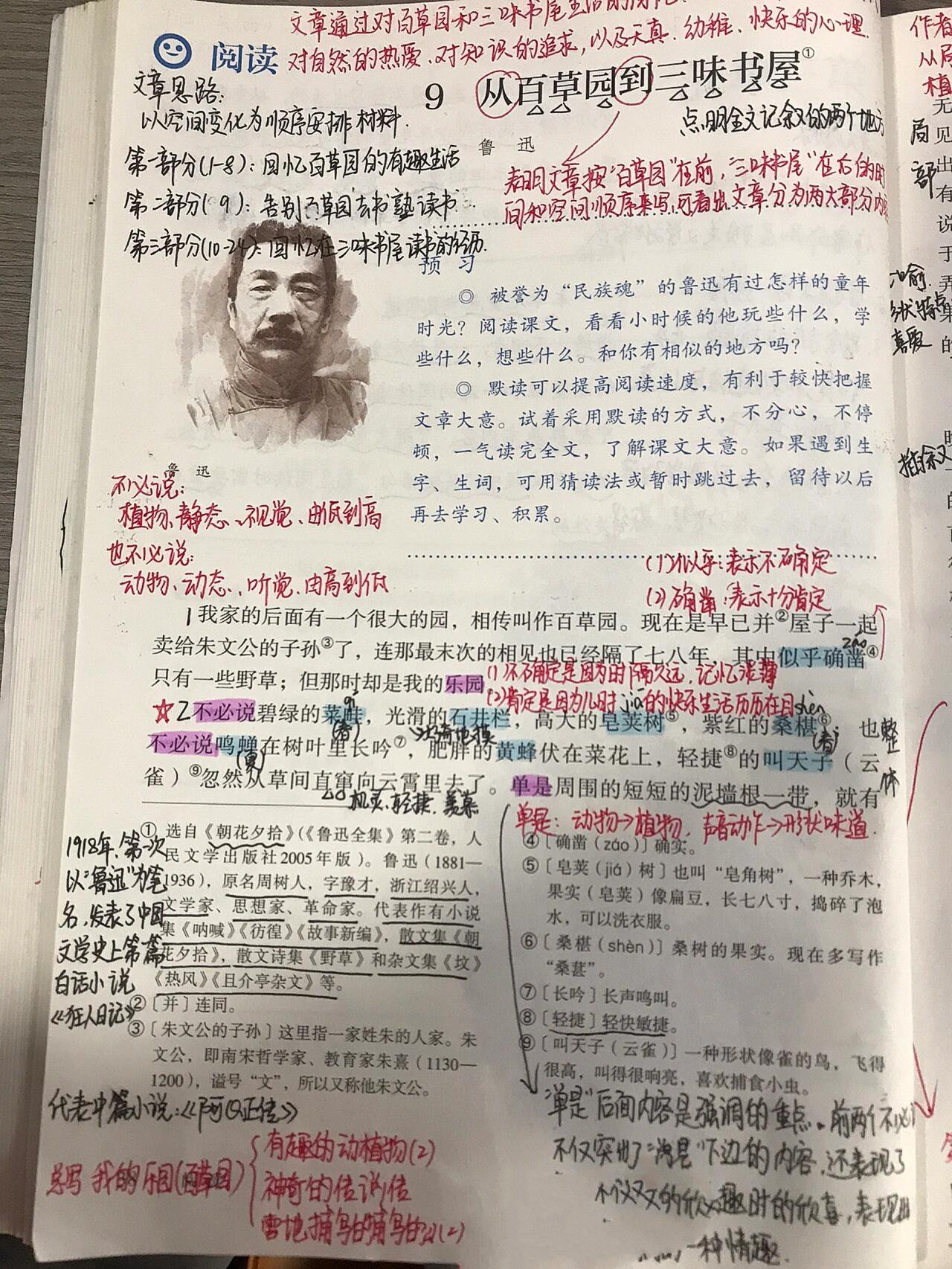 初一语文笔记|9课《从百草园到三味书屋