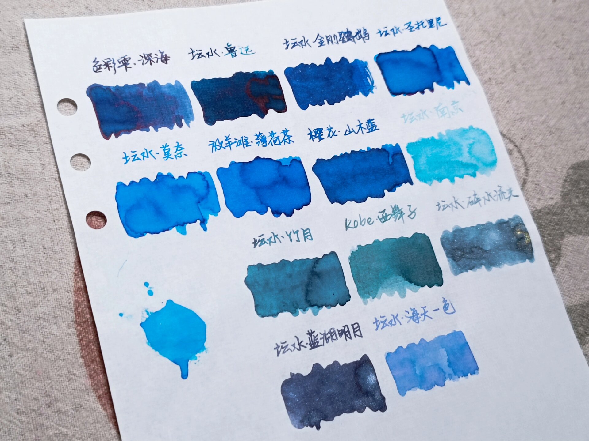彩墨试色|一些蓝色彩墨