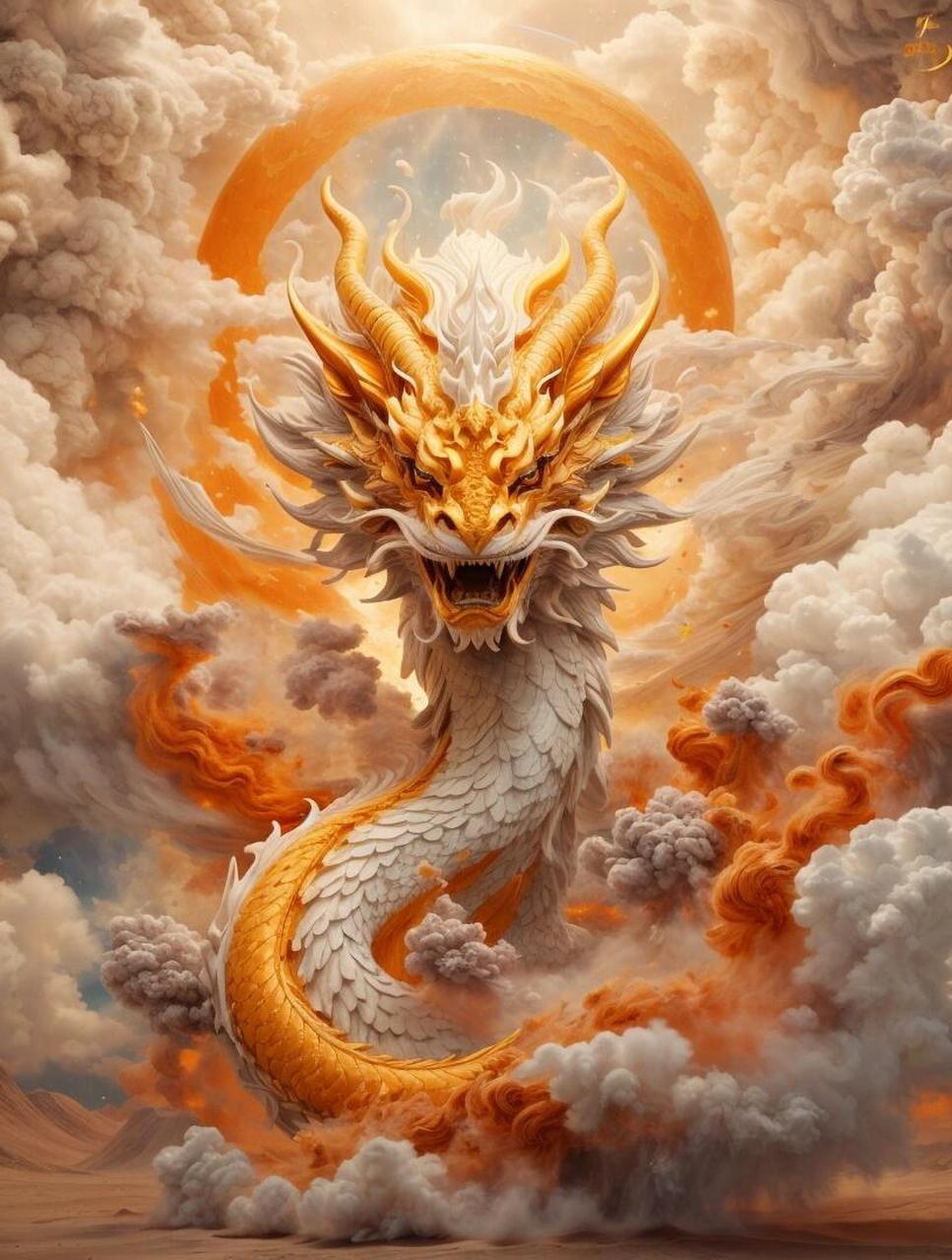 神龙出渊,一飞冲天 上古时期飞龙在天的年代,对金龙的描述是最稀少的