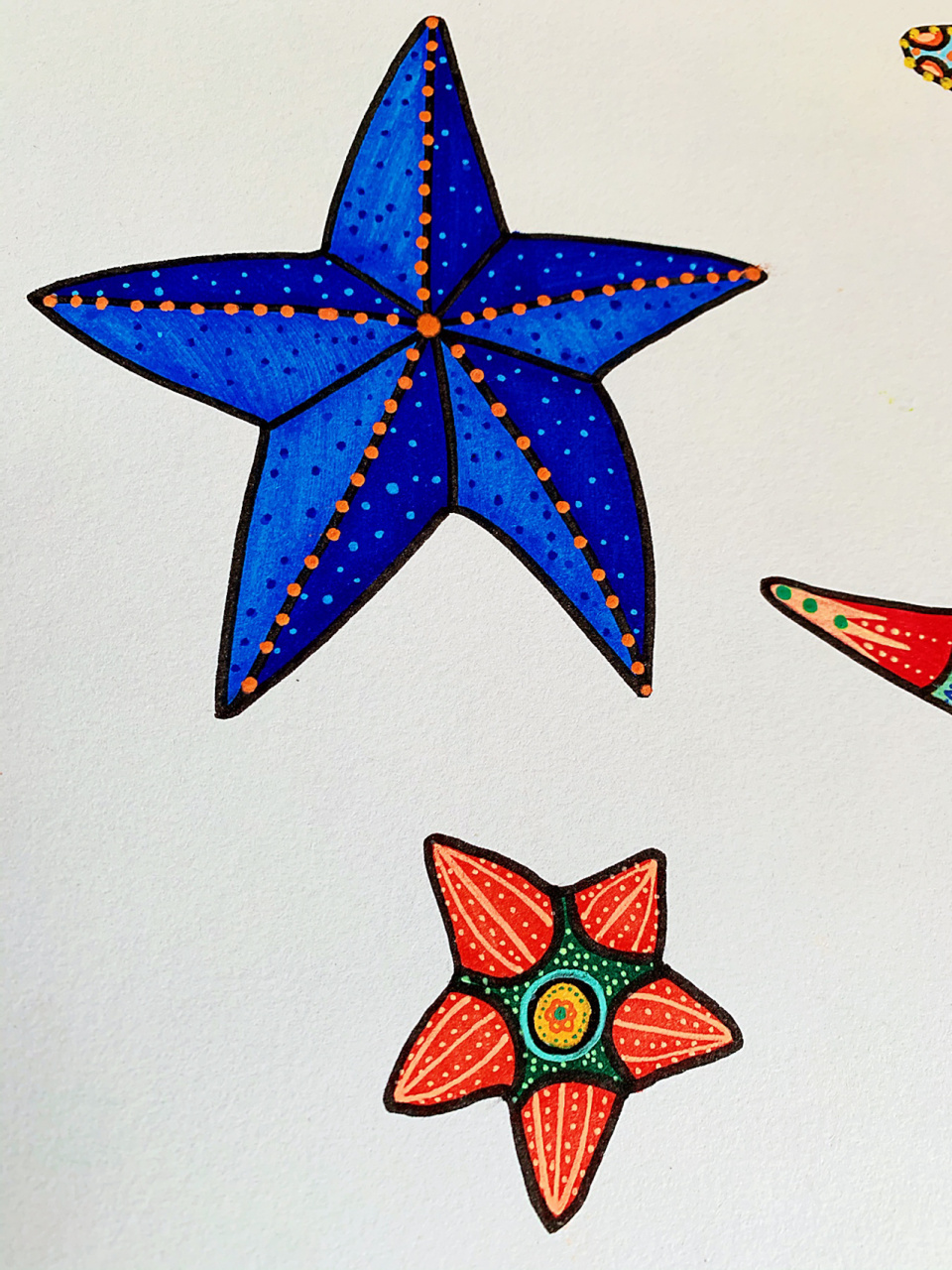 儿童绘画课程教学—《海星星》 上一张海星画的太随意 想着画个海星