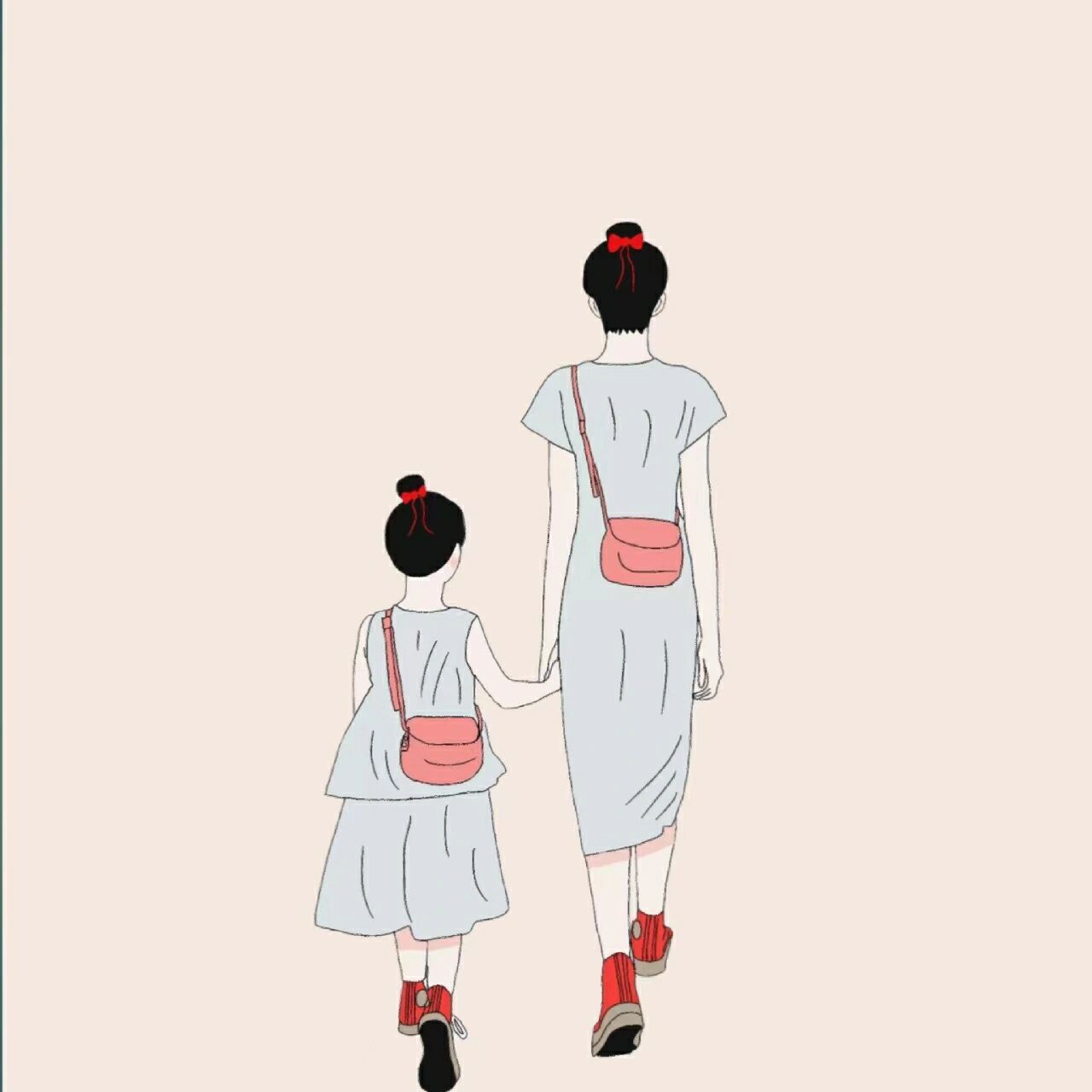 原创手绘亲子头像母女母子萌娃头像无水印 这是我十月怀胎,并用青春换