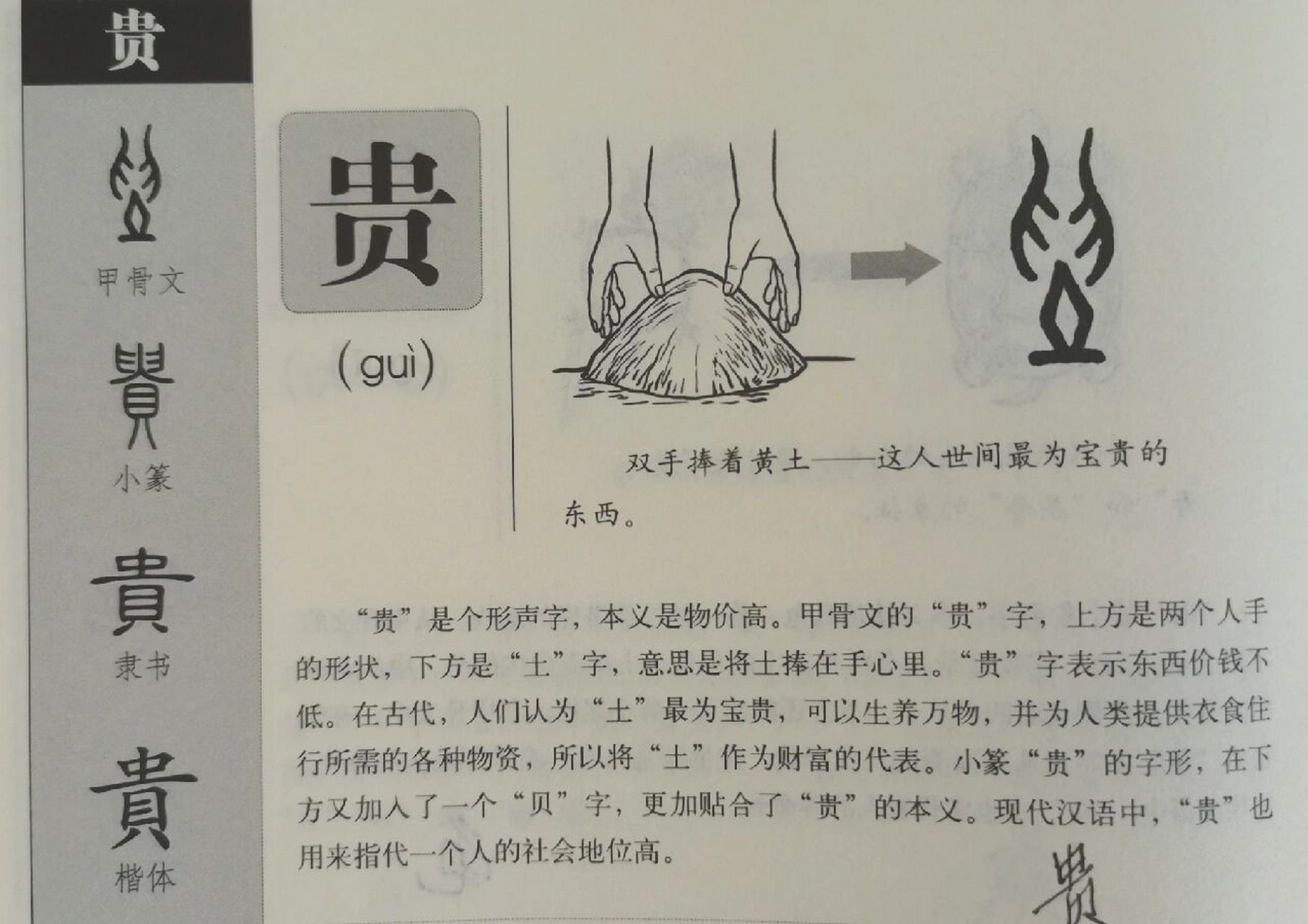 今天学(贵)字: 形声字,本义是物价高;高低贵贱都是相对而言的,女士