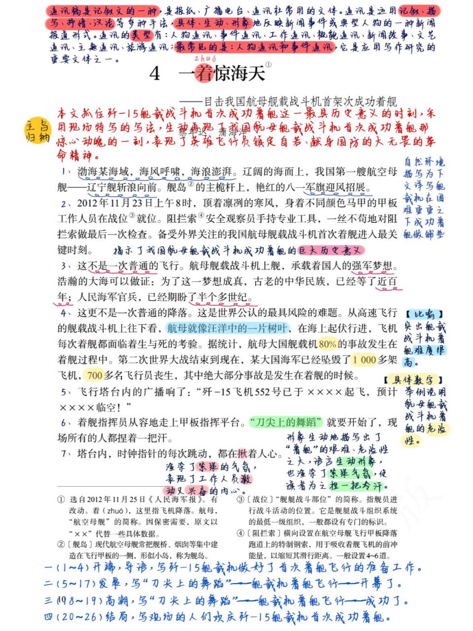 八年级上册第四课《一着惊海天》学习笔记