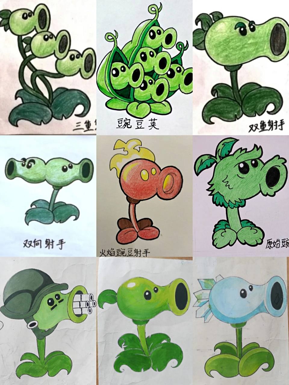 植物大战僵尸怎么画/豌豆家族/简笔画