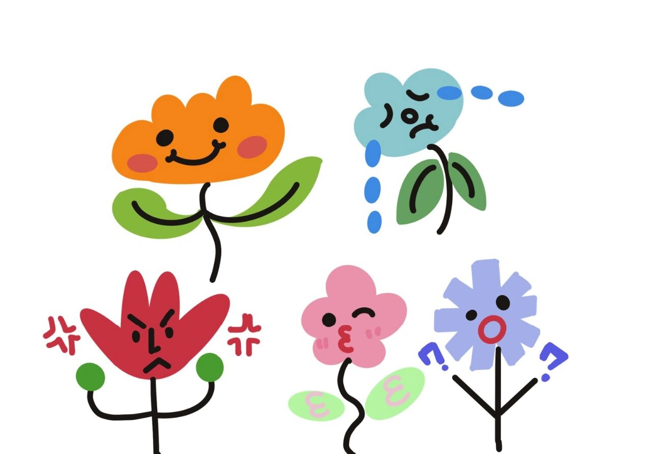 微信表情包 无敌可爱小花花 用pad画的小花,融入了一些表情,制作成了