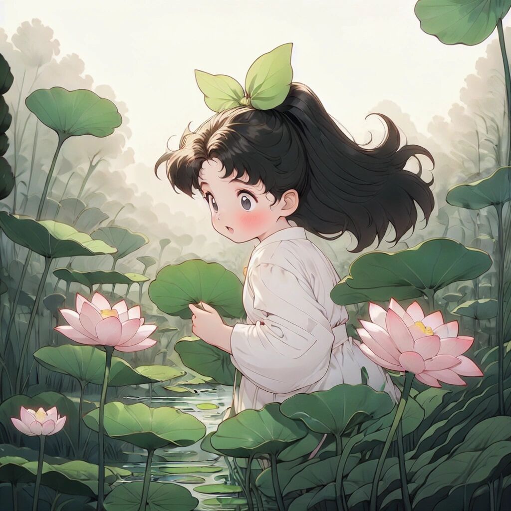 可爱荷叶女孩头像|好运莲莲@闲坐山水间的动态