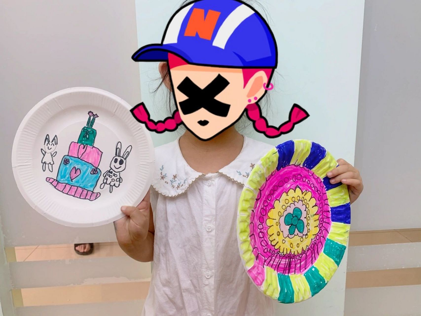 幼儿创意美术纸盘装饰画 适合纸盘装饰画 4岁