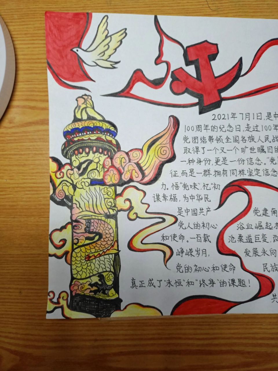 建党百年手抄报 最近学习手抄报比赛,难得想参加一次,冲