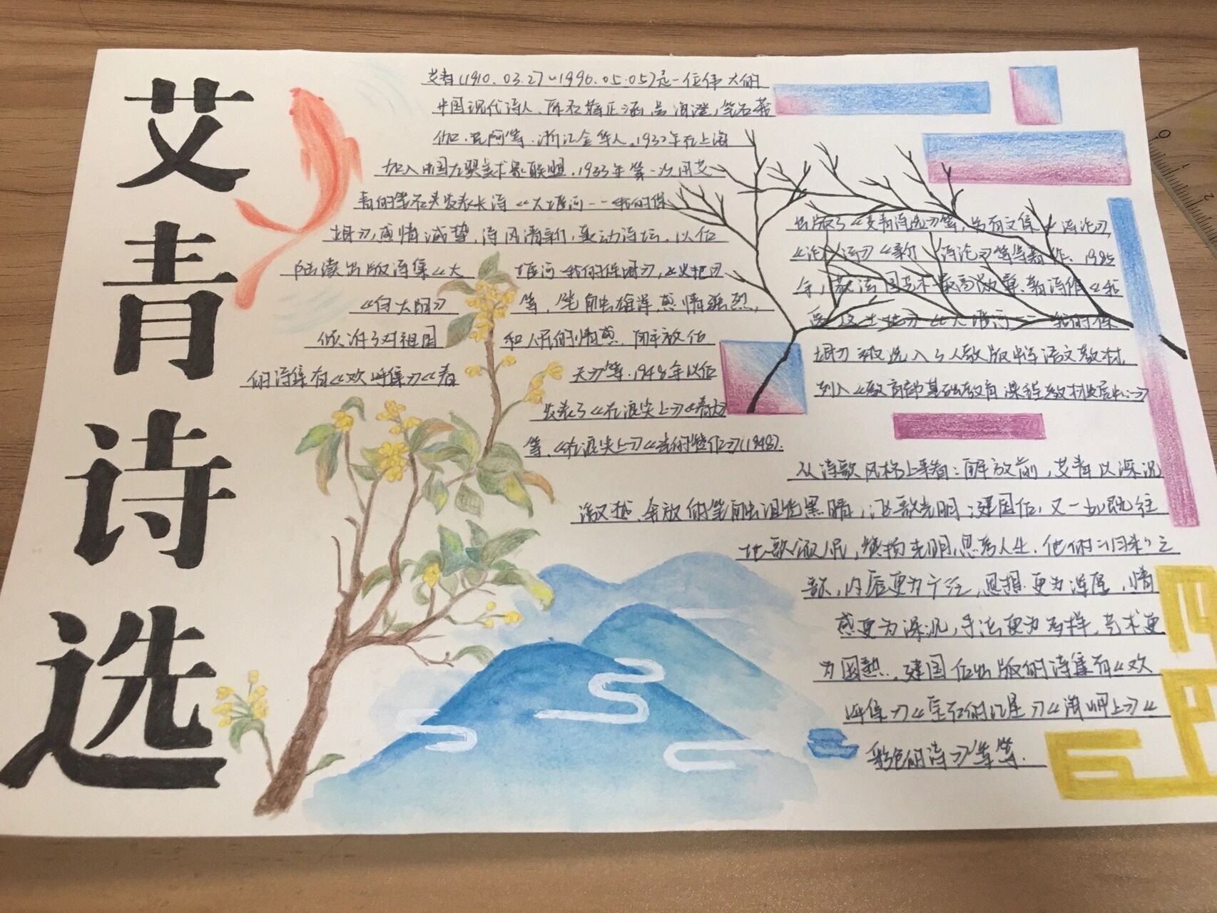 《艾青诗选》手抄报 有借鉴