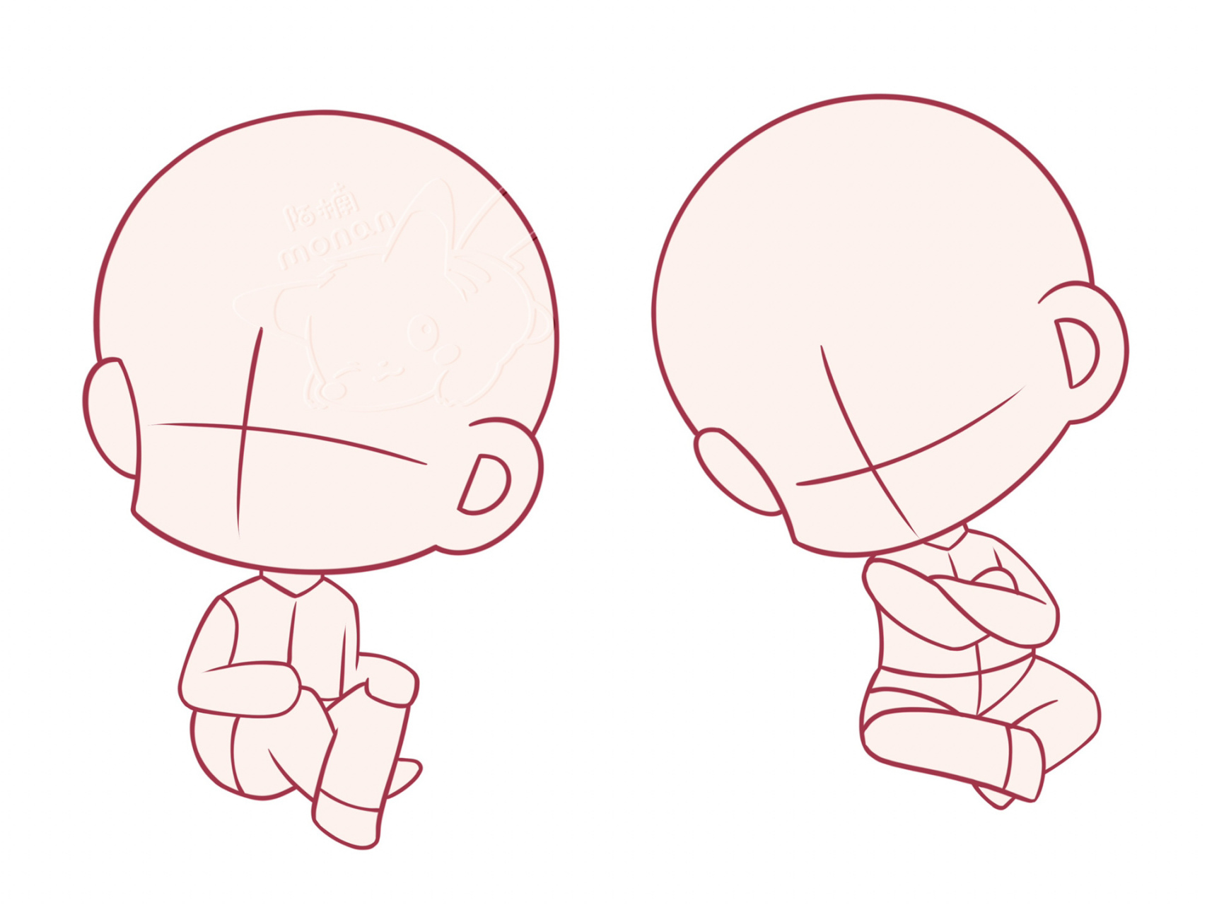 q版坐姿练习(二) 有一些参考了无限人偶里的姿势 绘画软件:procreate