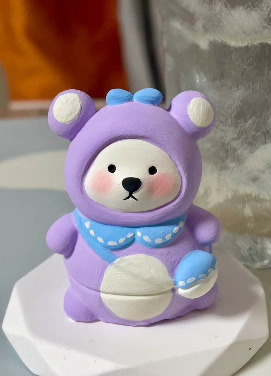 石膏娃娃|紫色小熊🐻 妹妹说紫色很有韵味😜这个也很简单,宝子们