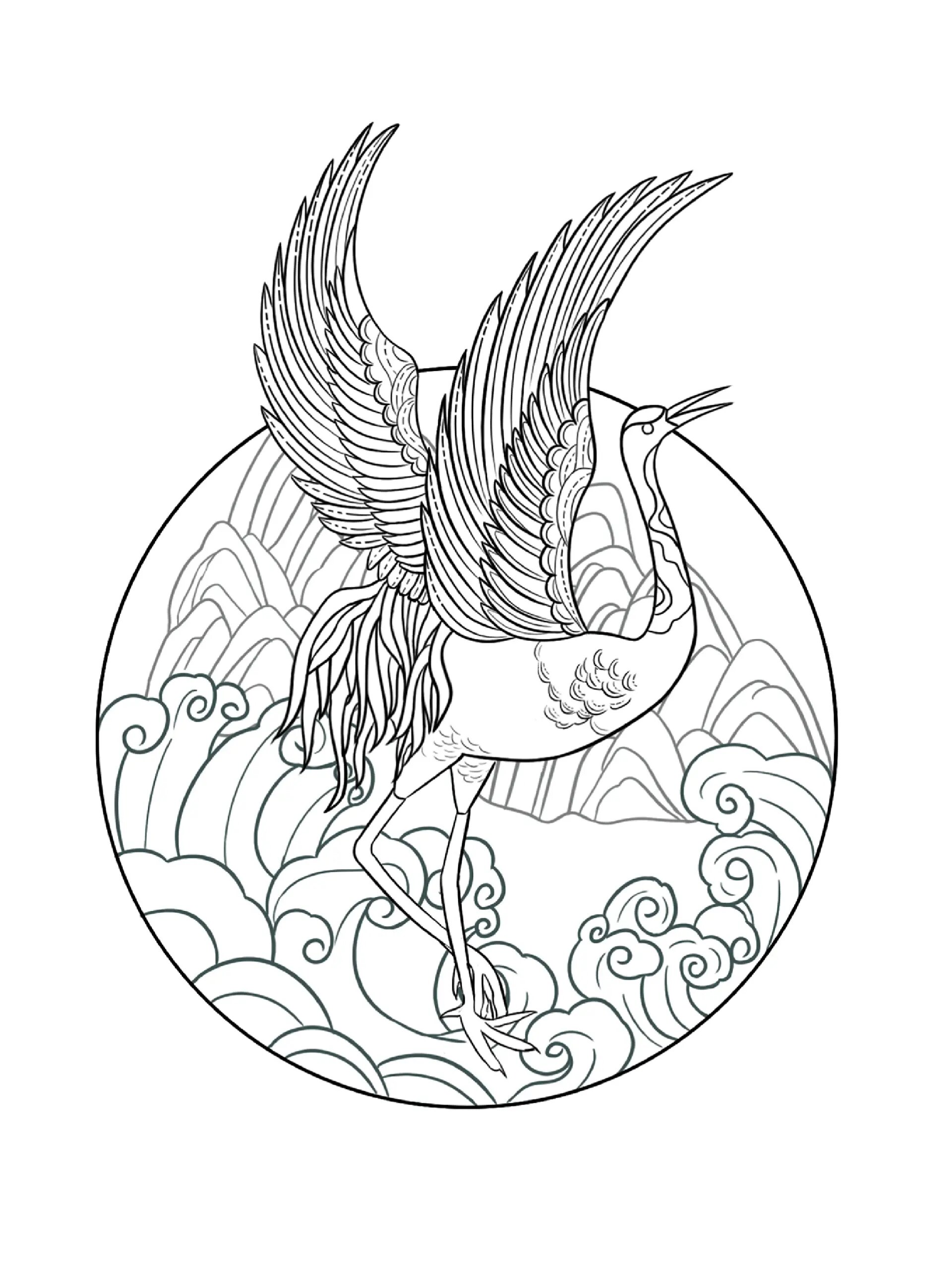 60天团练i仙鹤画法,一大波仙鹤飞来解决