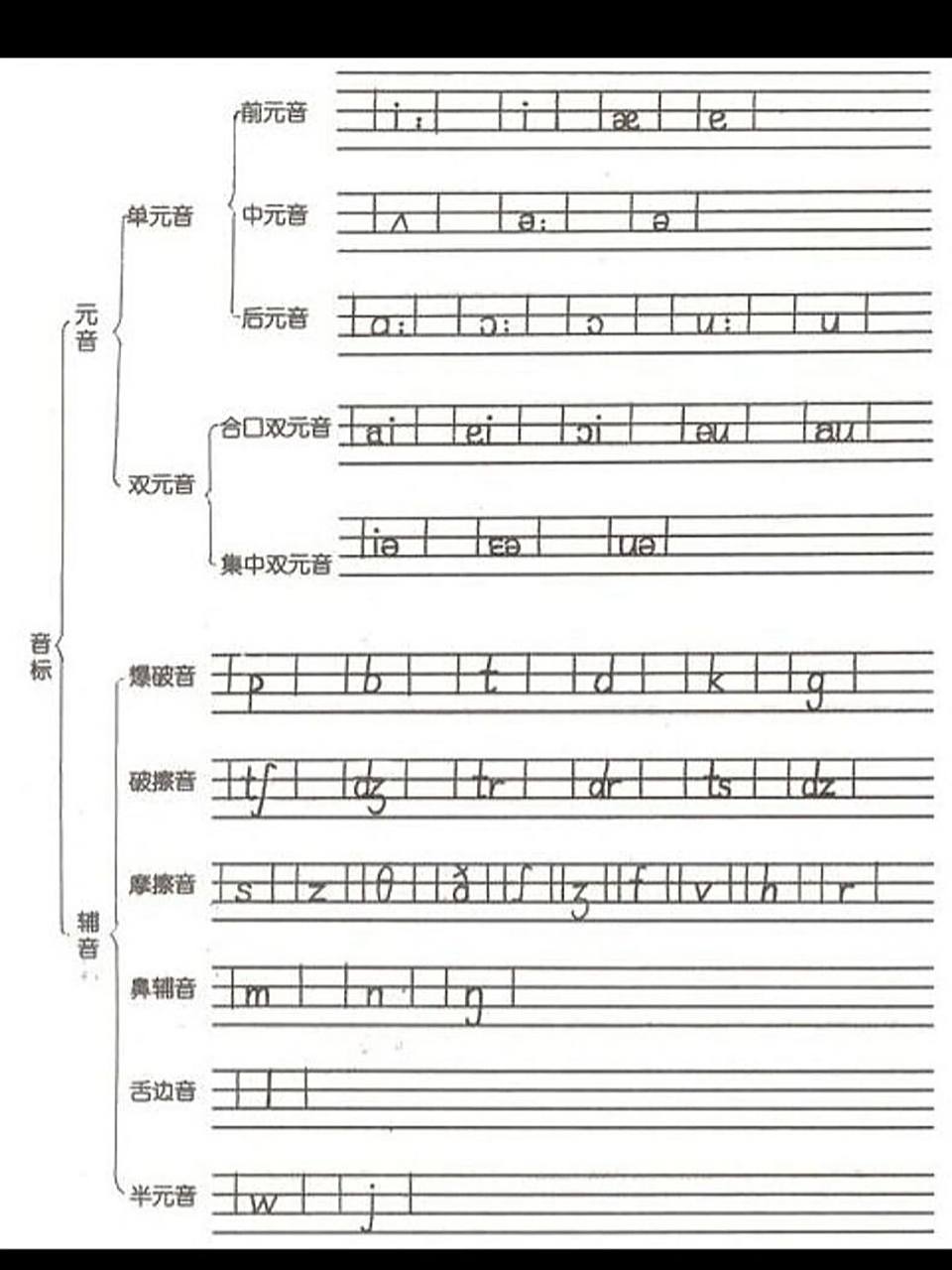 48个国际音标手写体 认读后可尝试书写练习 强化记忆