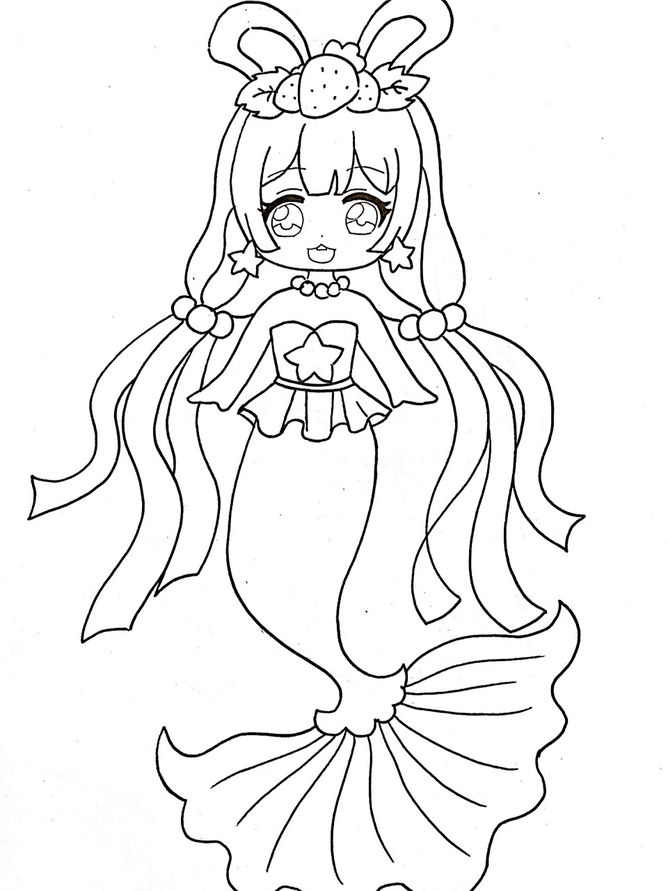 小兔子女孩美人鱼q版动漫人物可爱女生漫画 手绘马克笔