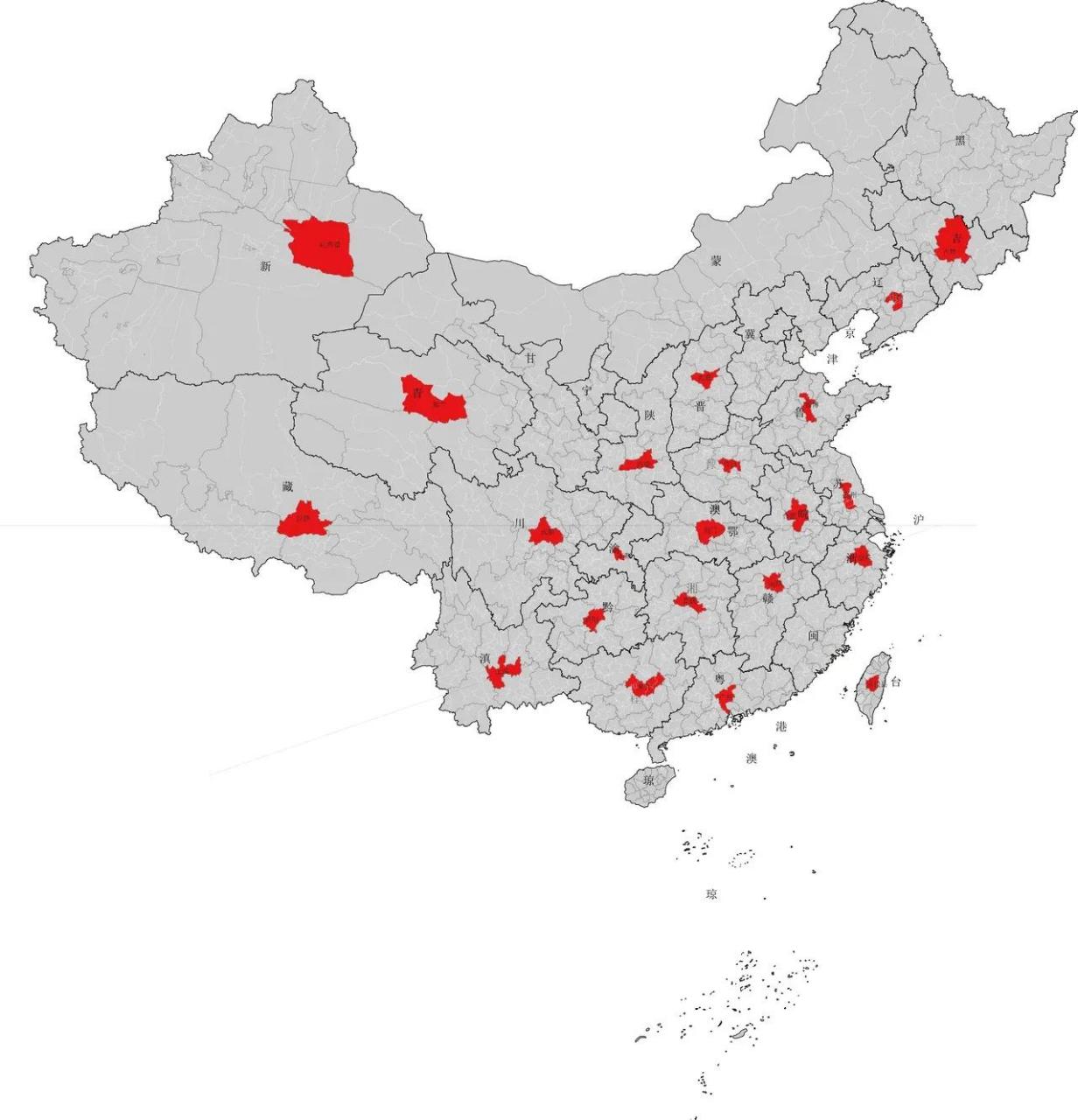中国各省的中心城市 中国各省按照地理上的中心城市是哪里?
