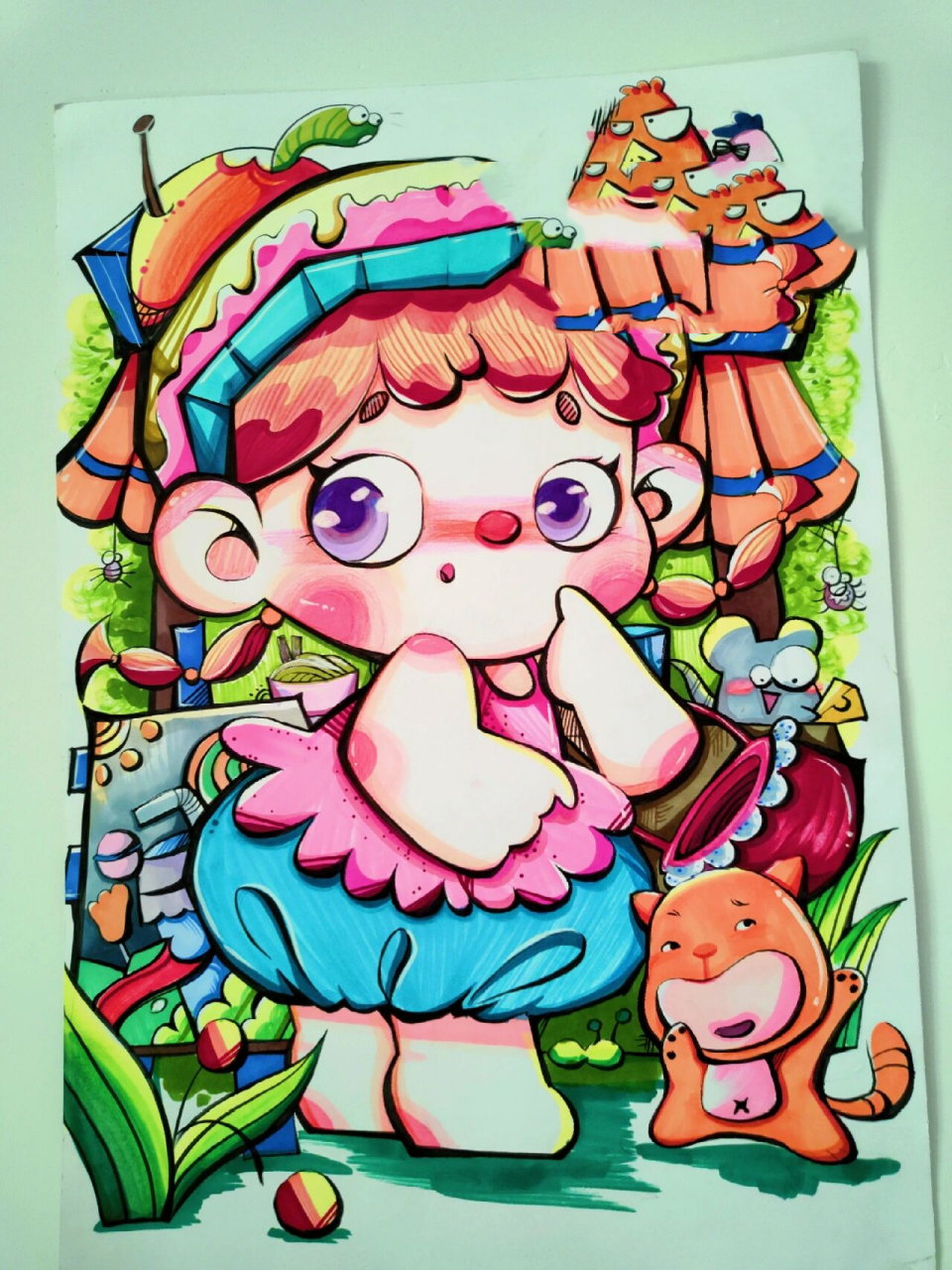 彩色儿童装饰画——《买菜的小女孩》 回老家了,库存拿出来