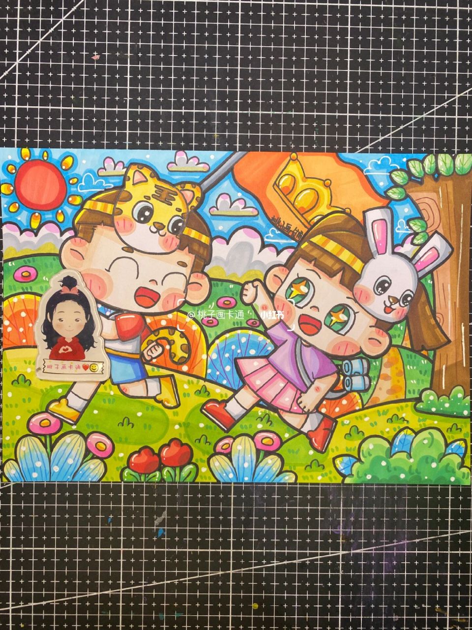 春天儿童画|《一起去春游》 临摹汤圆老师的画-汤圆 a5的纸  多乐绘