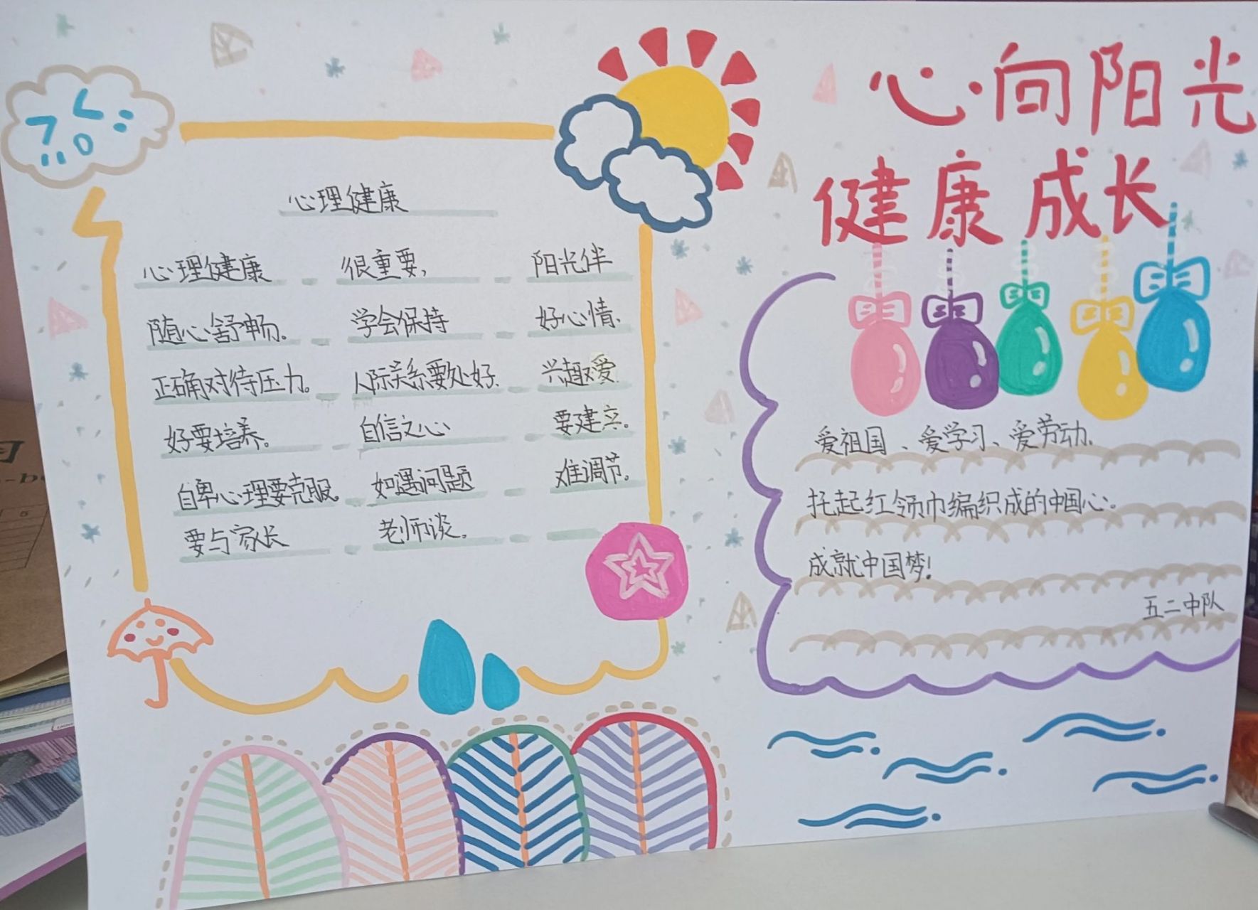 心向阳光,健康成长手抄报