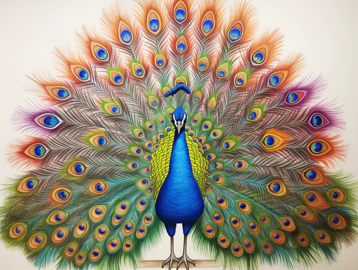 孔雀开屏·彩铅