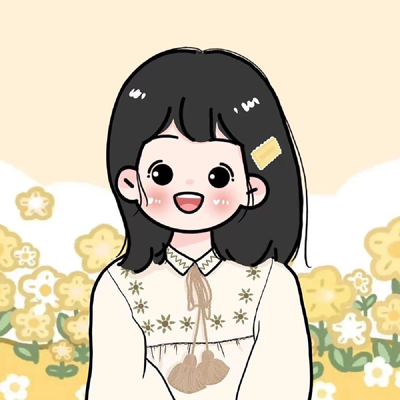 手绘头像|森系女孩 每朵云都下落不明,每盏月亮都不知所踪.