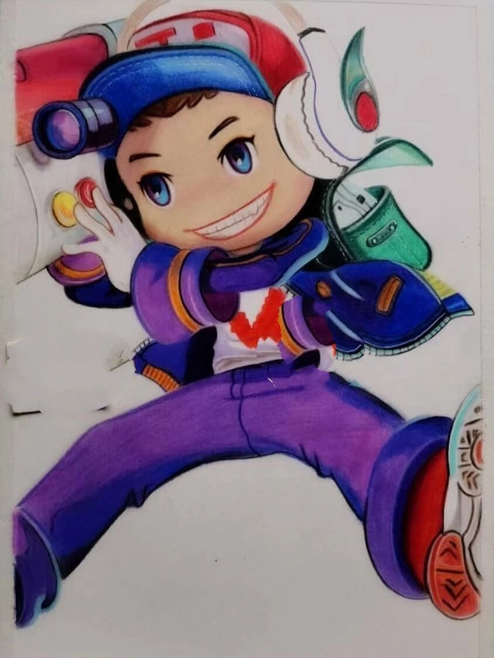 彩铅画王者荣耀鲁班电玩小子皮肤(附线稿)