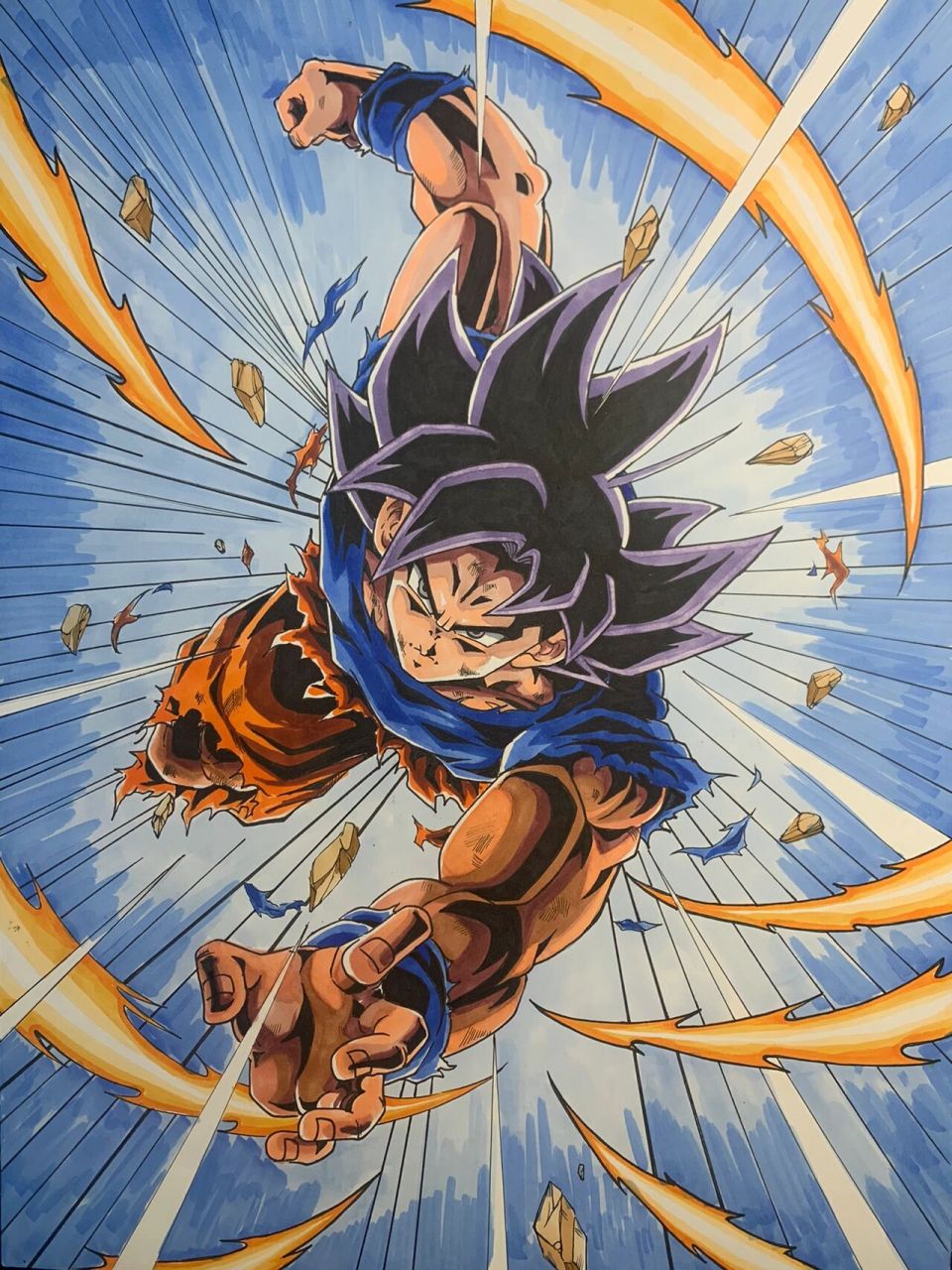 七龙珠孙悟空动漫手绘装饰画 40*30尺寸 	 画完视觉冲击力还是挺强的