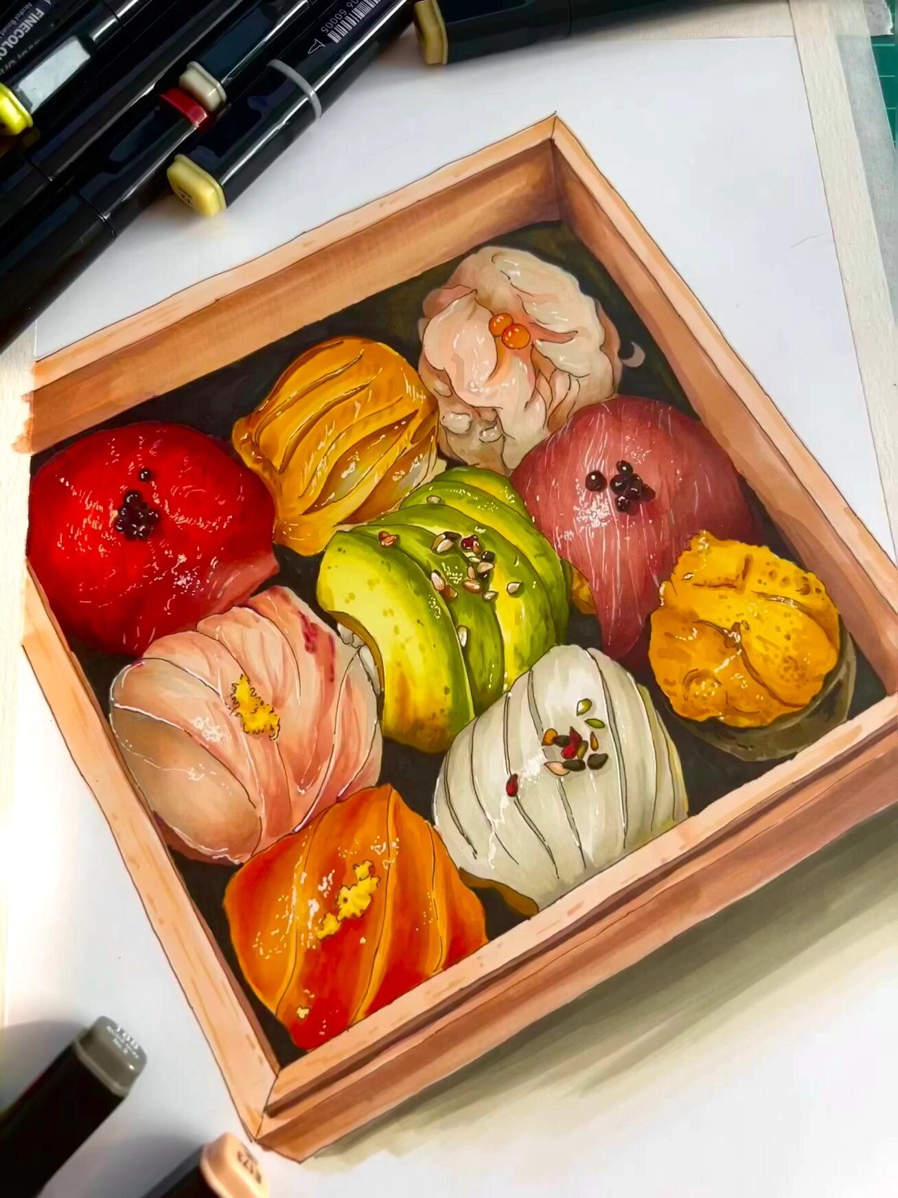 马克笔绘画美食