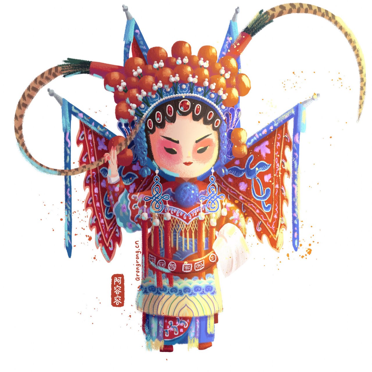 原创ipad插画|国风京剧小人物合集 前面发了一组国风小人物九宫格