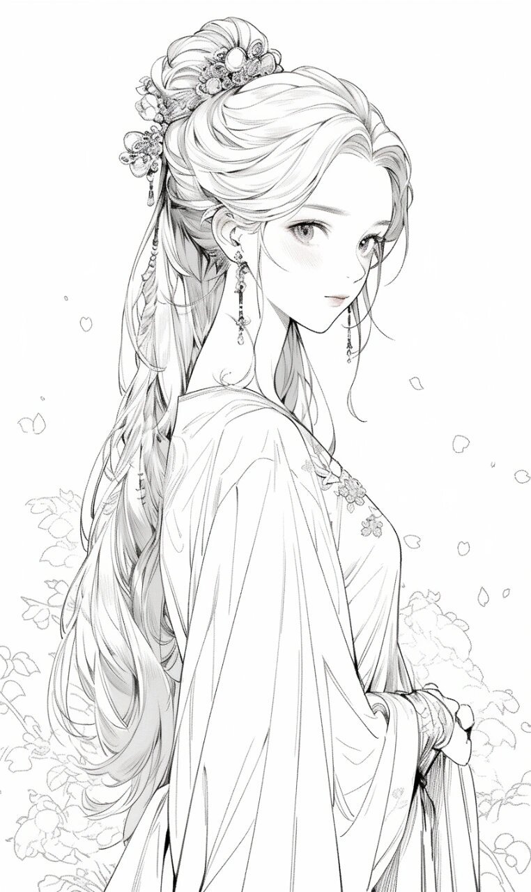 古风女生线稿/涂色