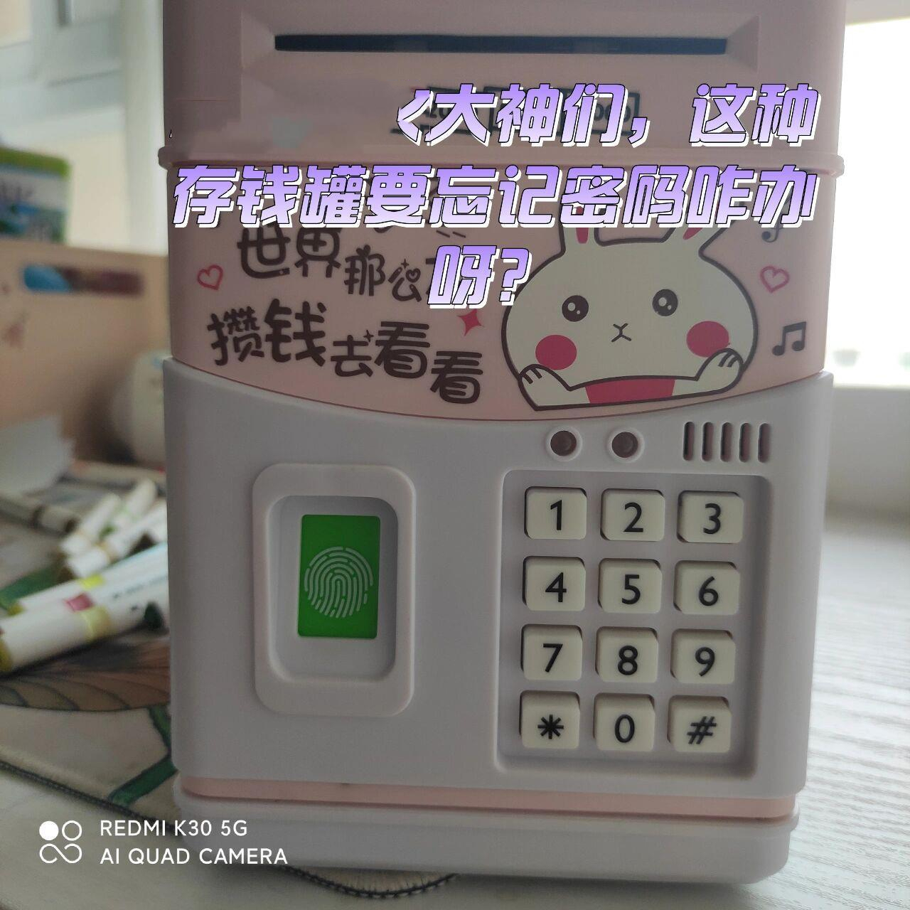 好久前买的存钱罐,忘记密码打不开了!