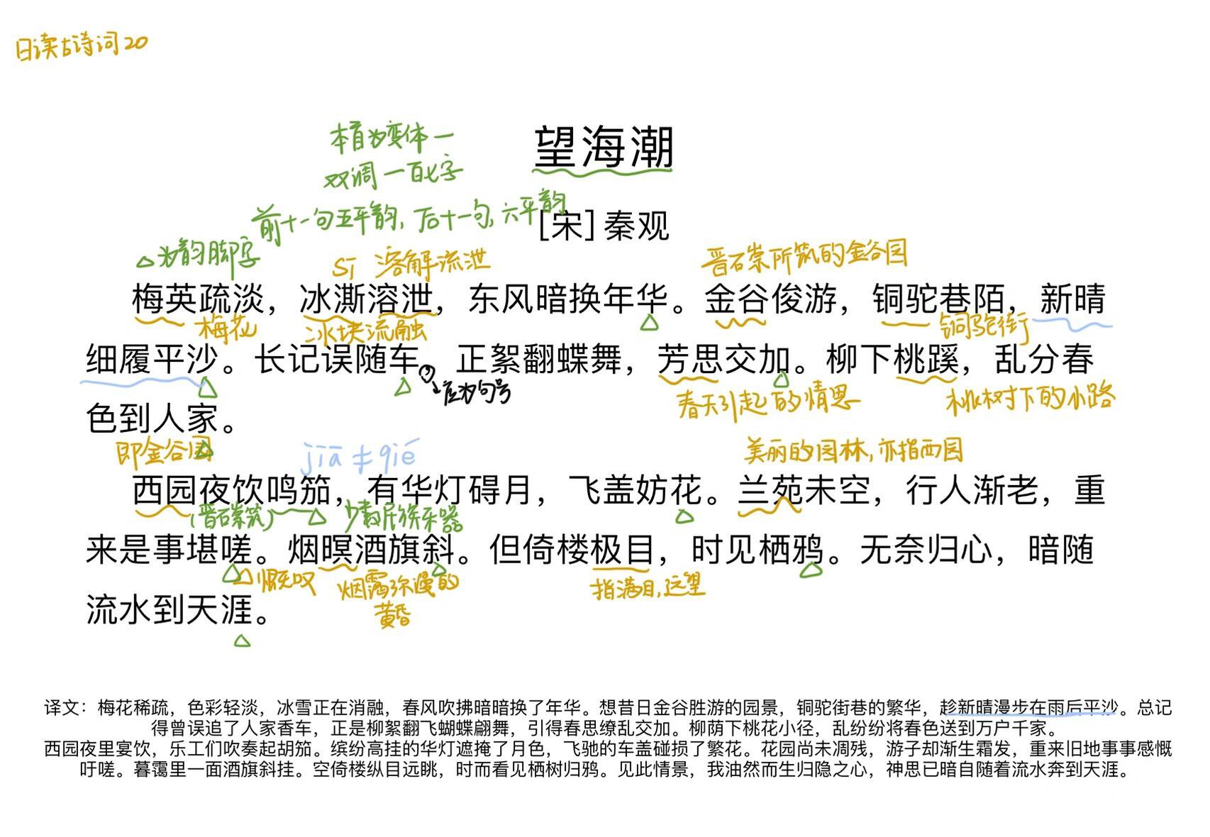 补)日读古诗词20📖《望海潮》 🍓译文: 梅花稀疏,色彩轻淡,冰雪