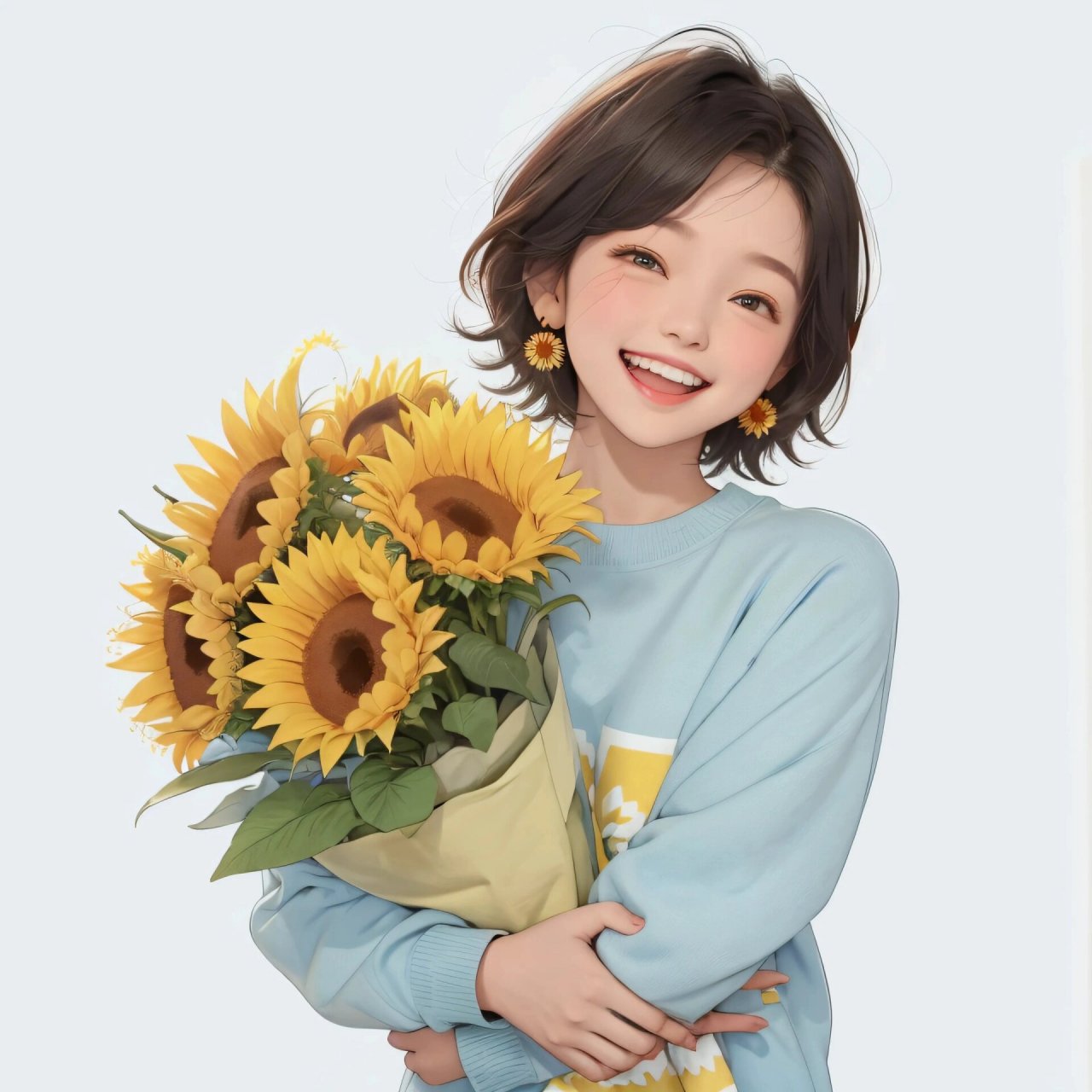 女生头像9799向日葵治愈系手捧花 原图9315取