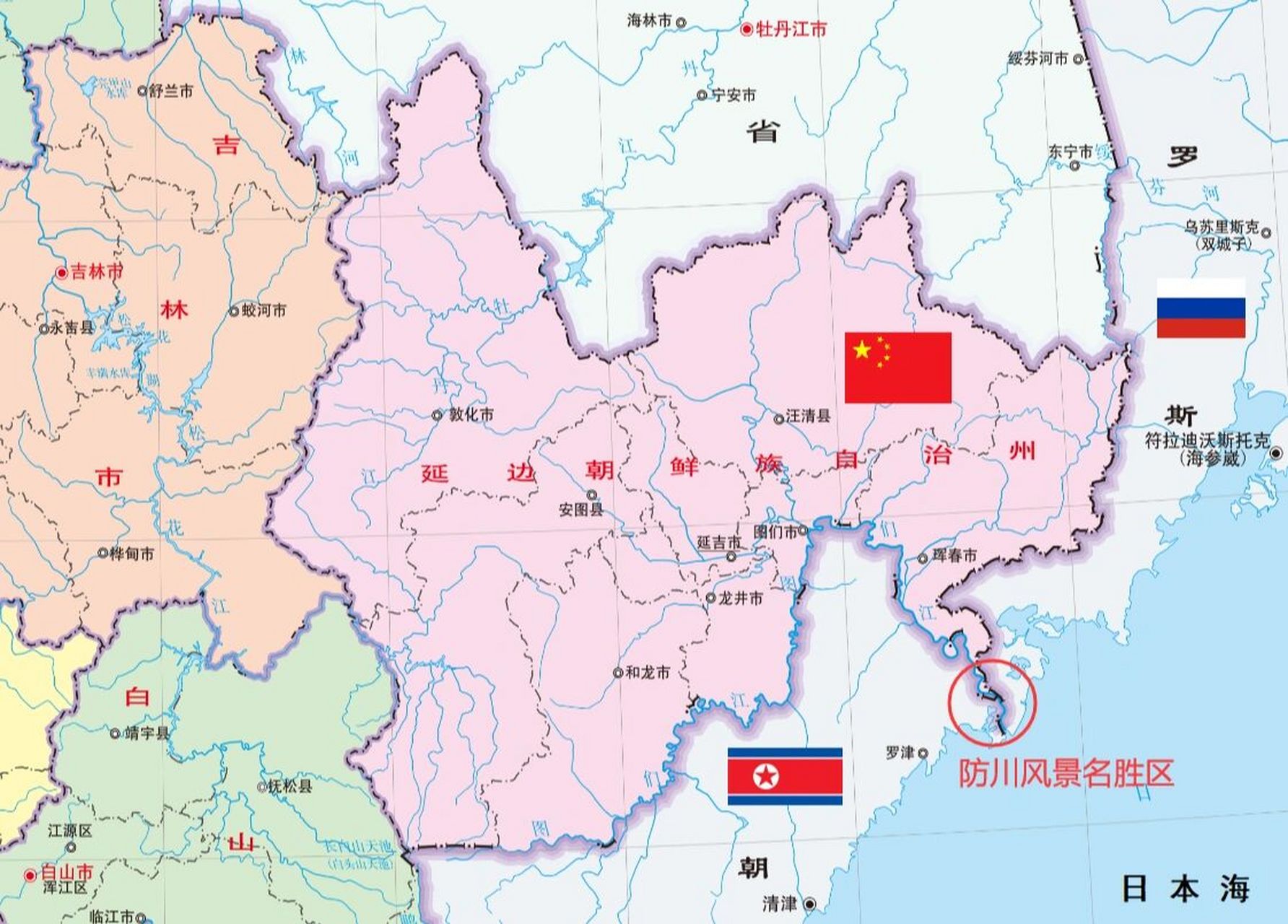 "一眼望三国"的防川 防川地处吉林省延边朝鲜族自治州珲春市敬信镇,距